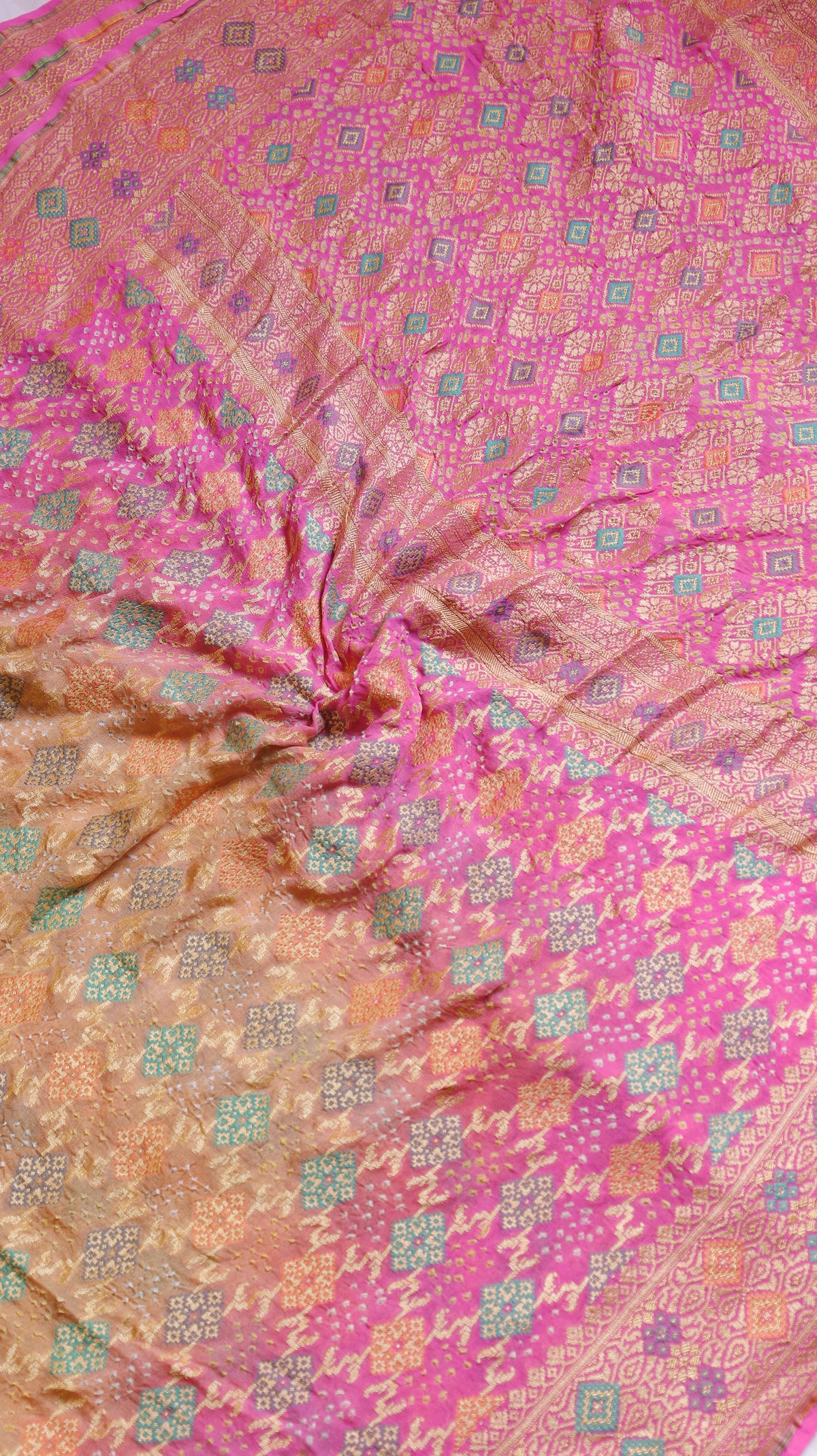 Handwoven Bandhej Khaddi Georgette Saree