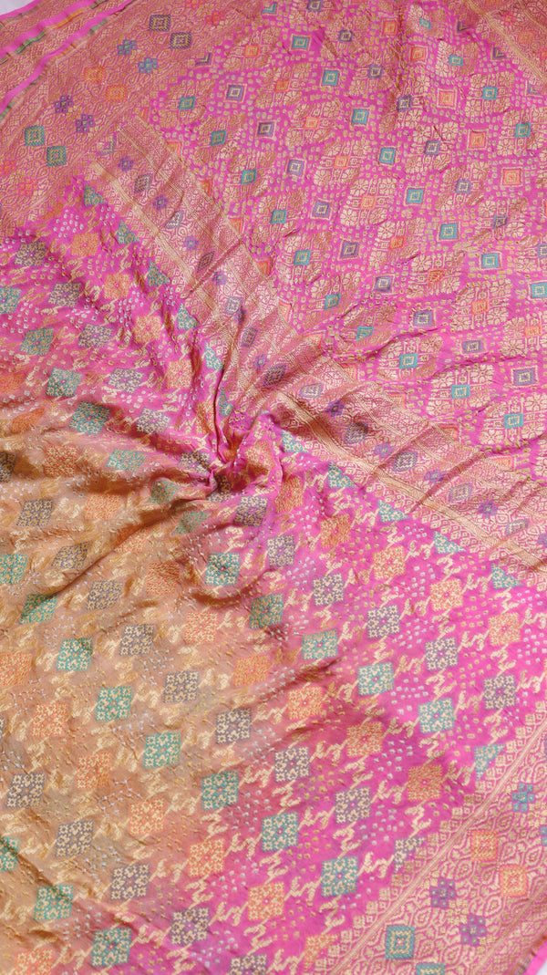 Handwoven Bandhej Khaddi Georgette Saree