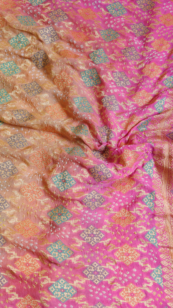 Handwoven Bandhej Khaddi Georgette Saree