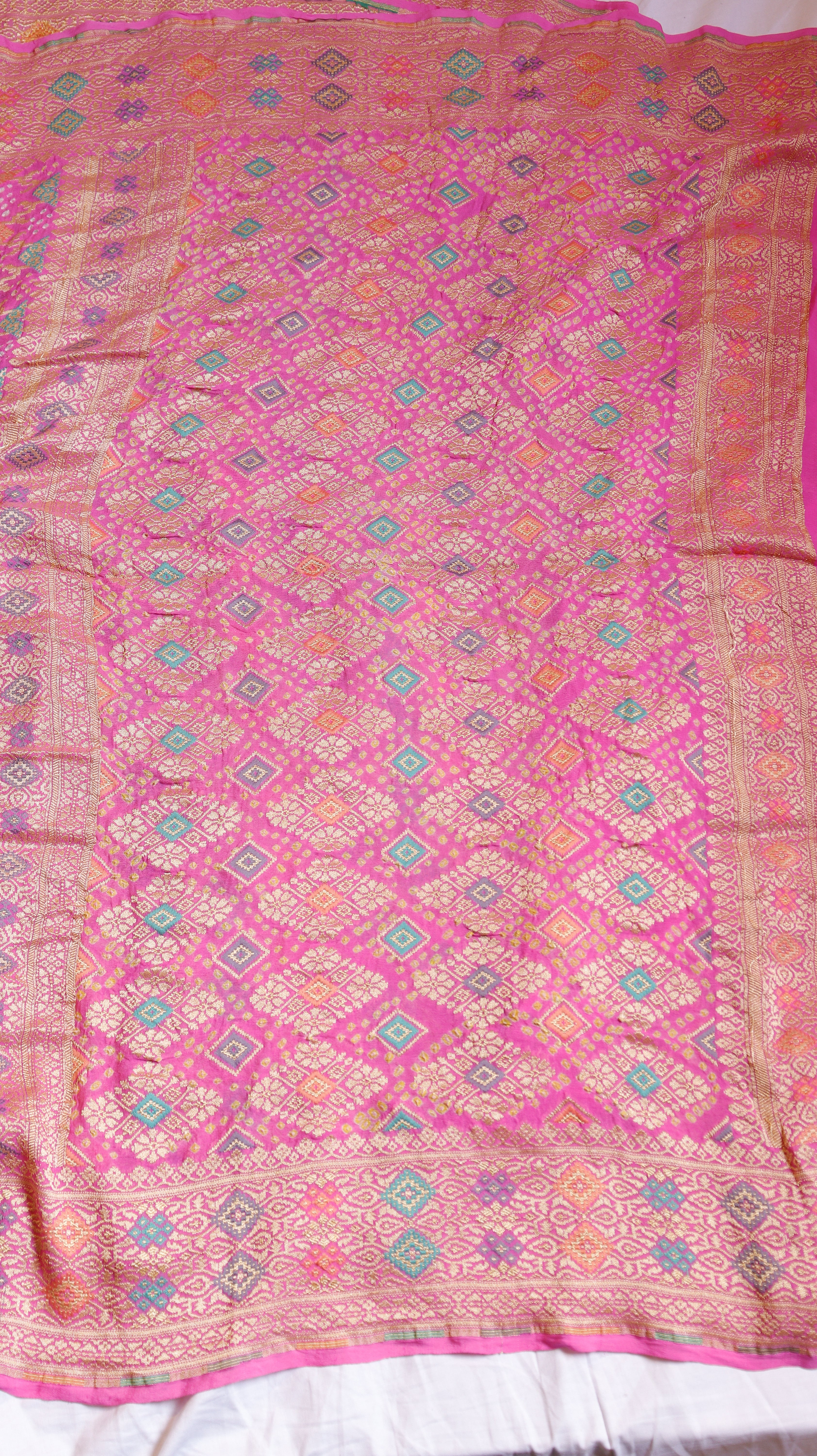 Handwoven Bandhej Khaddi Georgette Saree