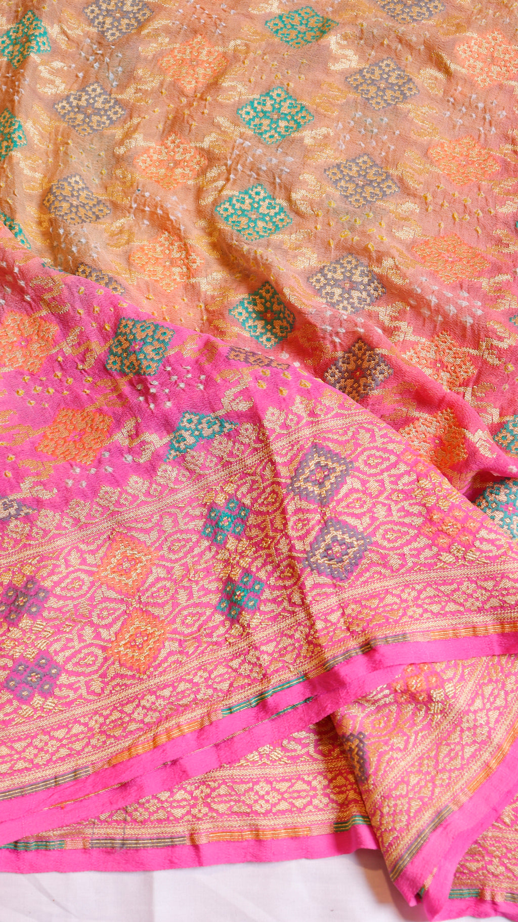 Handwoven Bandhej Khaddi Georgette Saree
