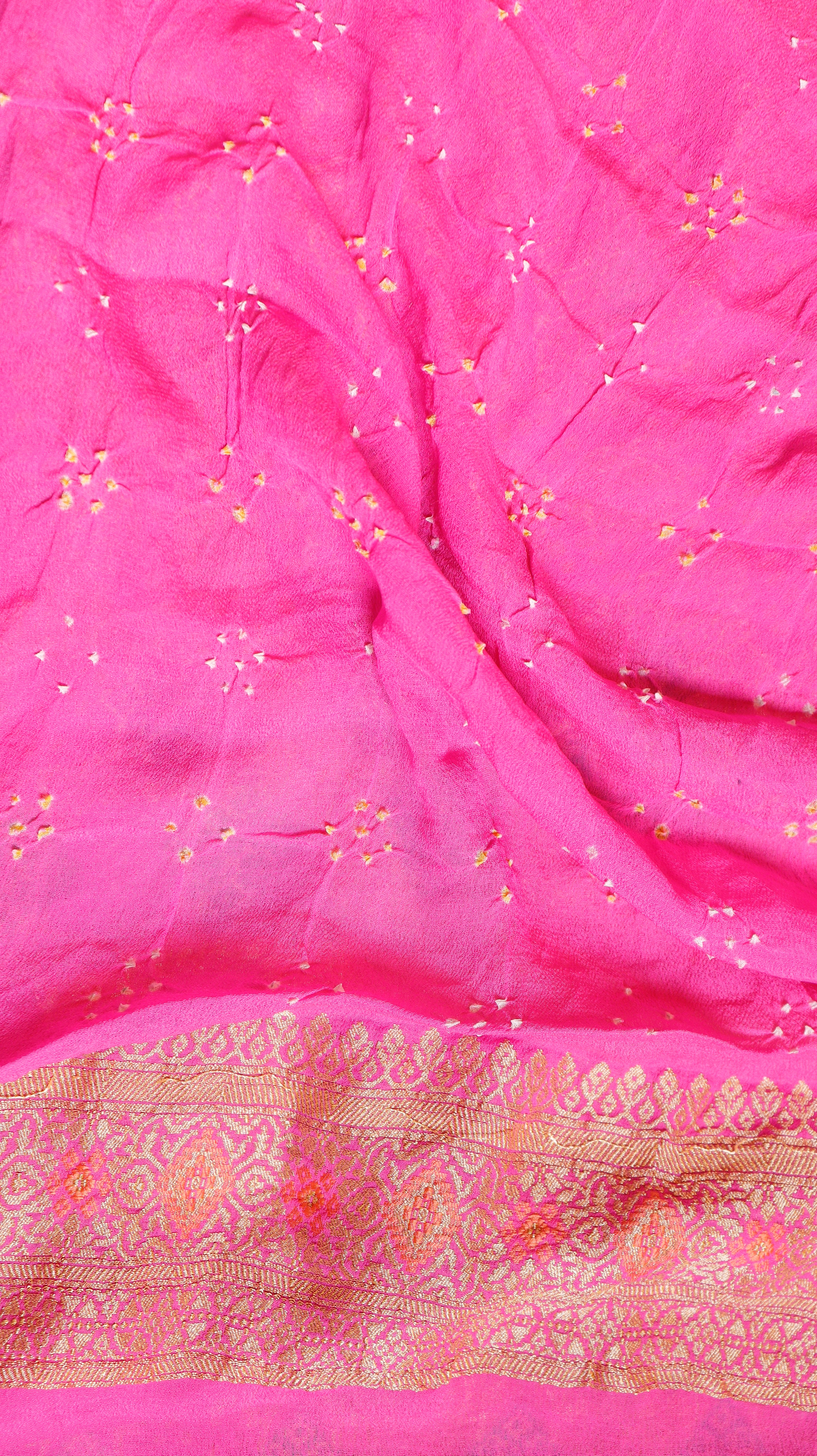 Handwoven Bandhej Khaddi Georgette Saree
