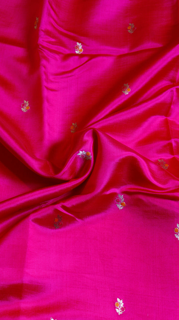 Pink Pure Soft Katan Silk Handloom Saree with Broad Border