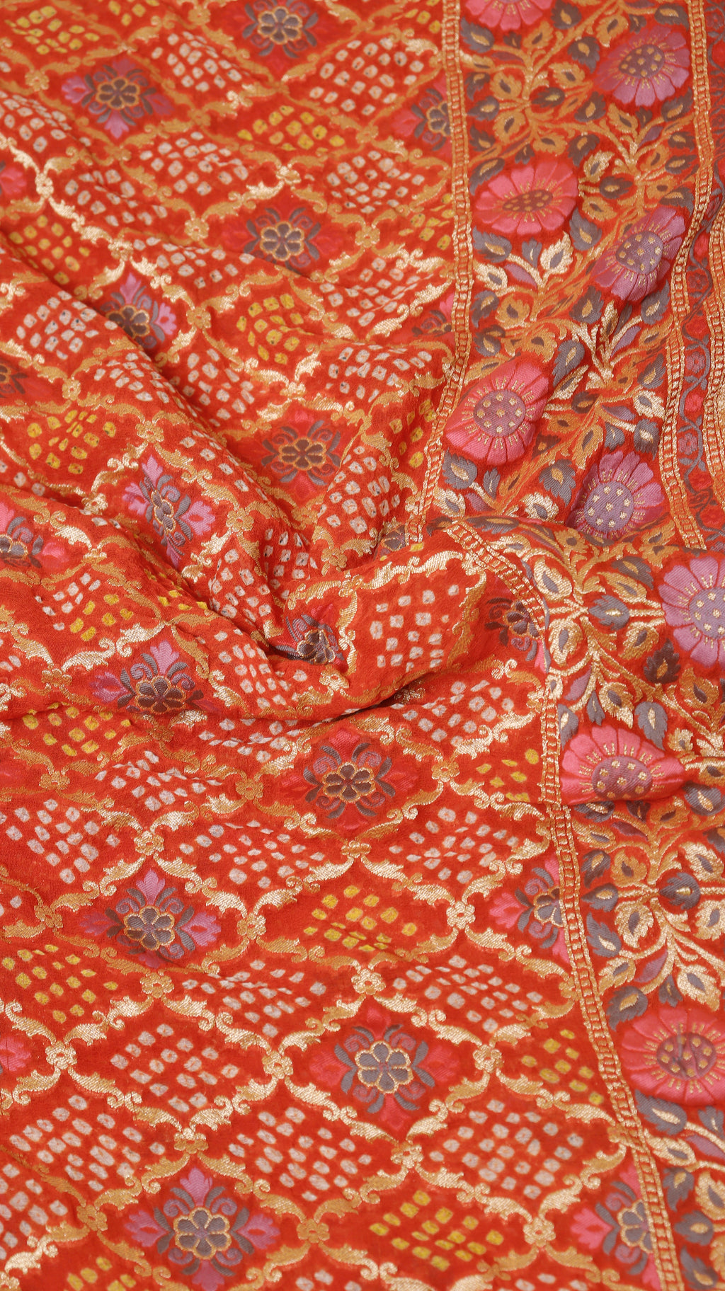 Handwoven Bandhej Khaddi Georgette Saree