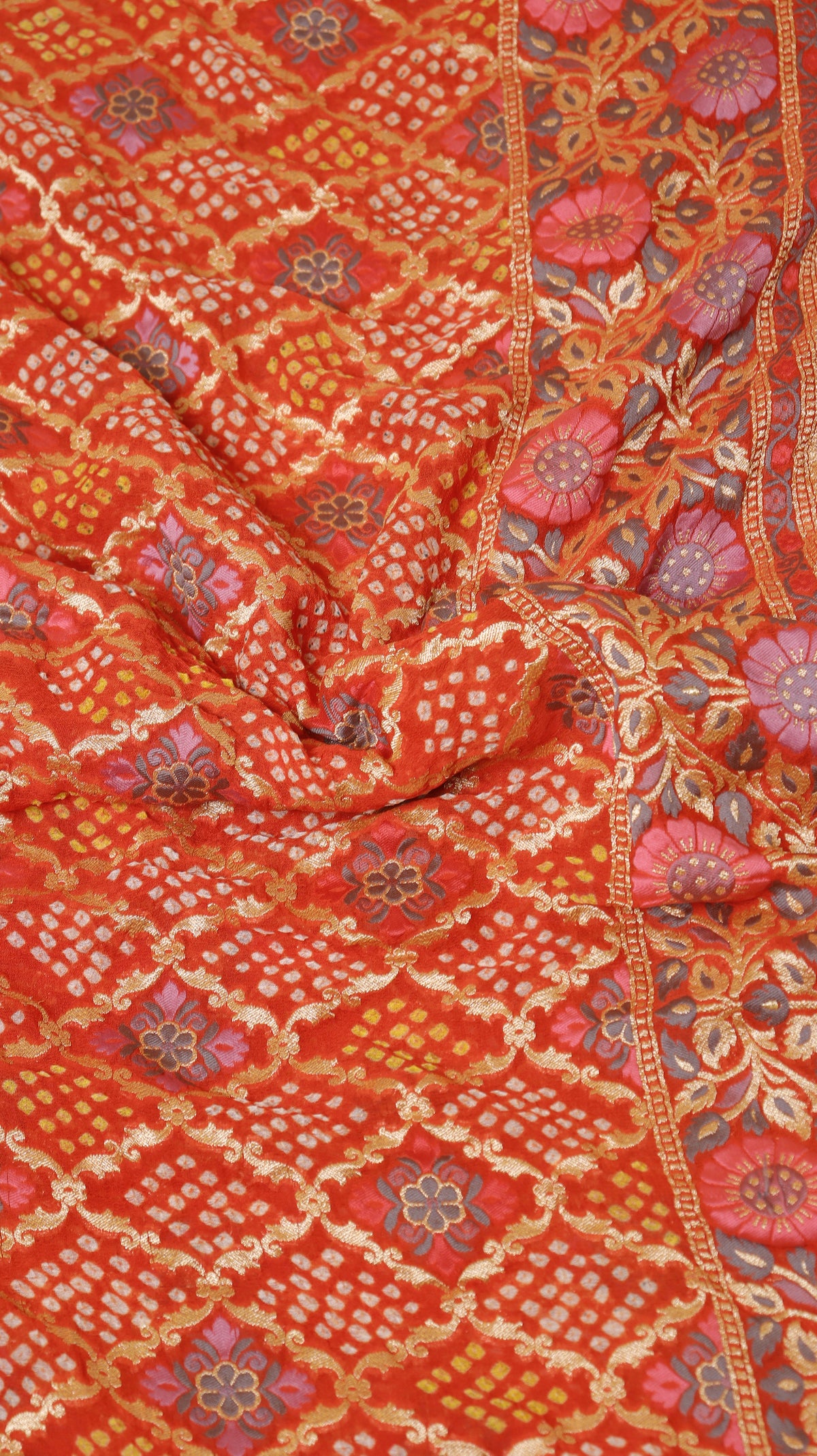 Handwoven Bandhej Khaddi Georgette Saree