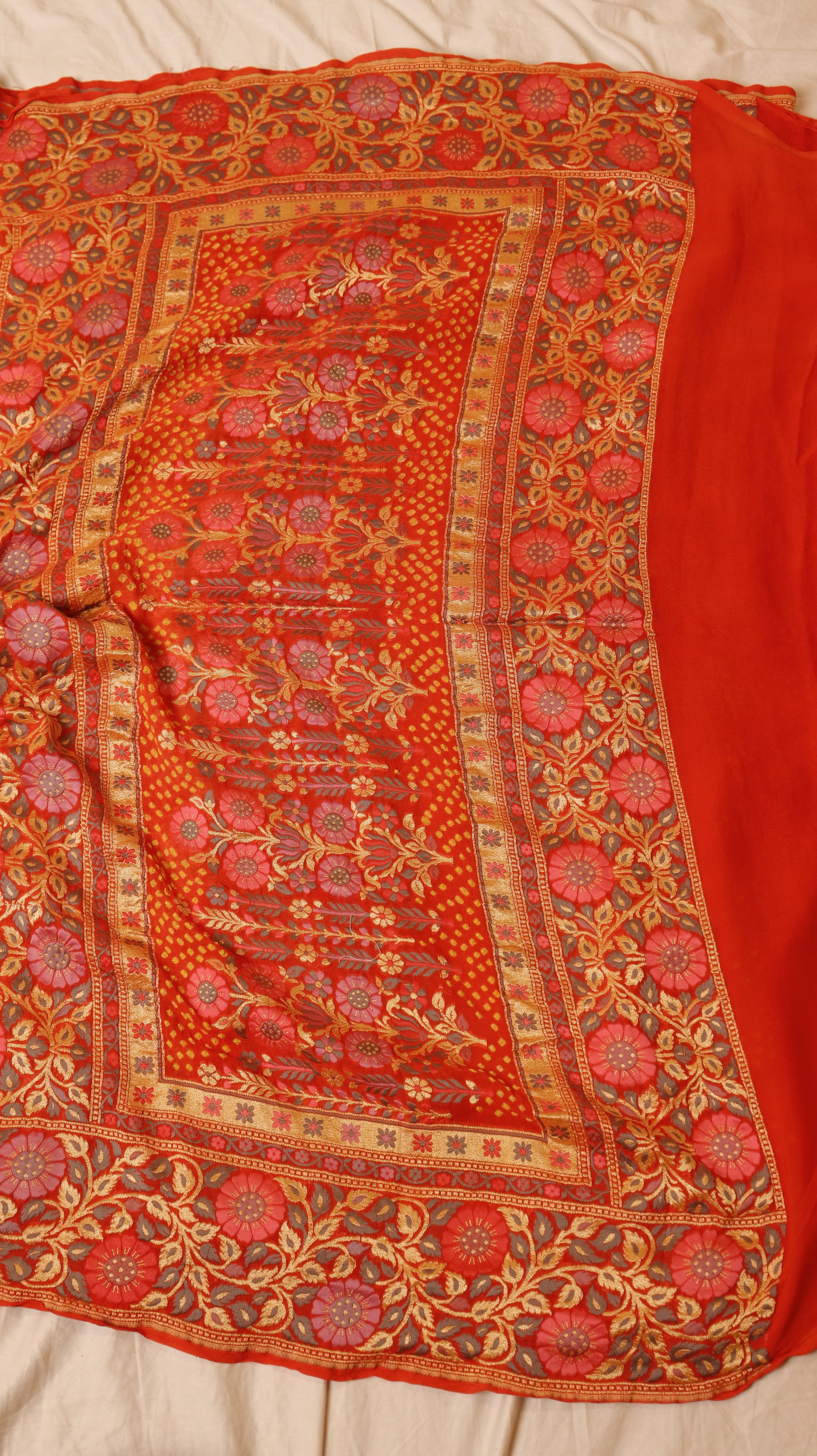 Handwoven Bandhej Khaddi Georgette Saree