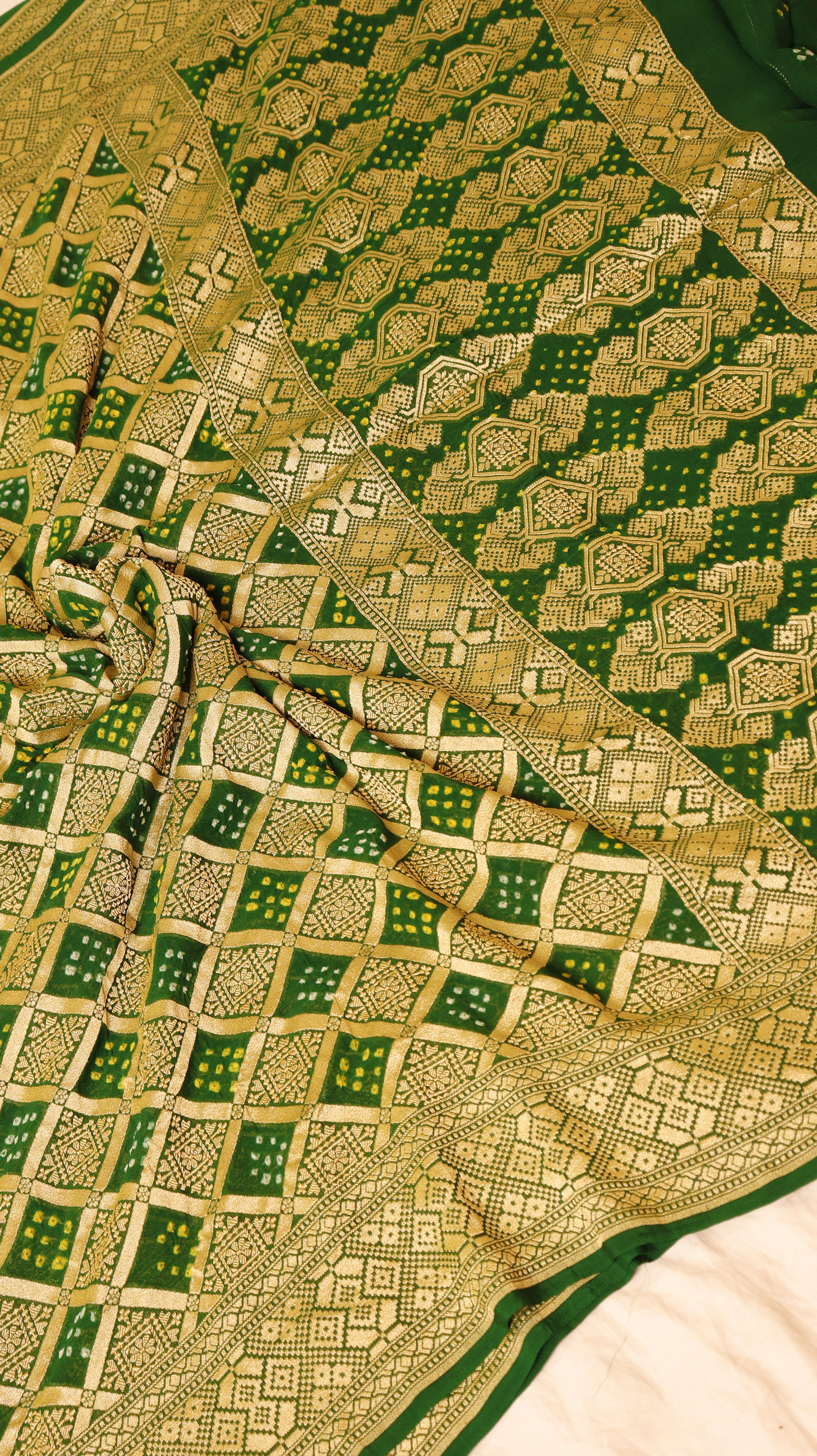 Handwoven Bandhej Khaddi Georgette Saree