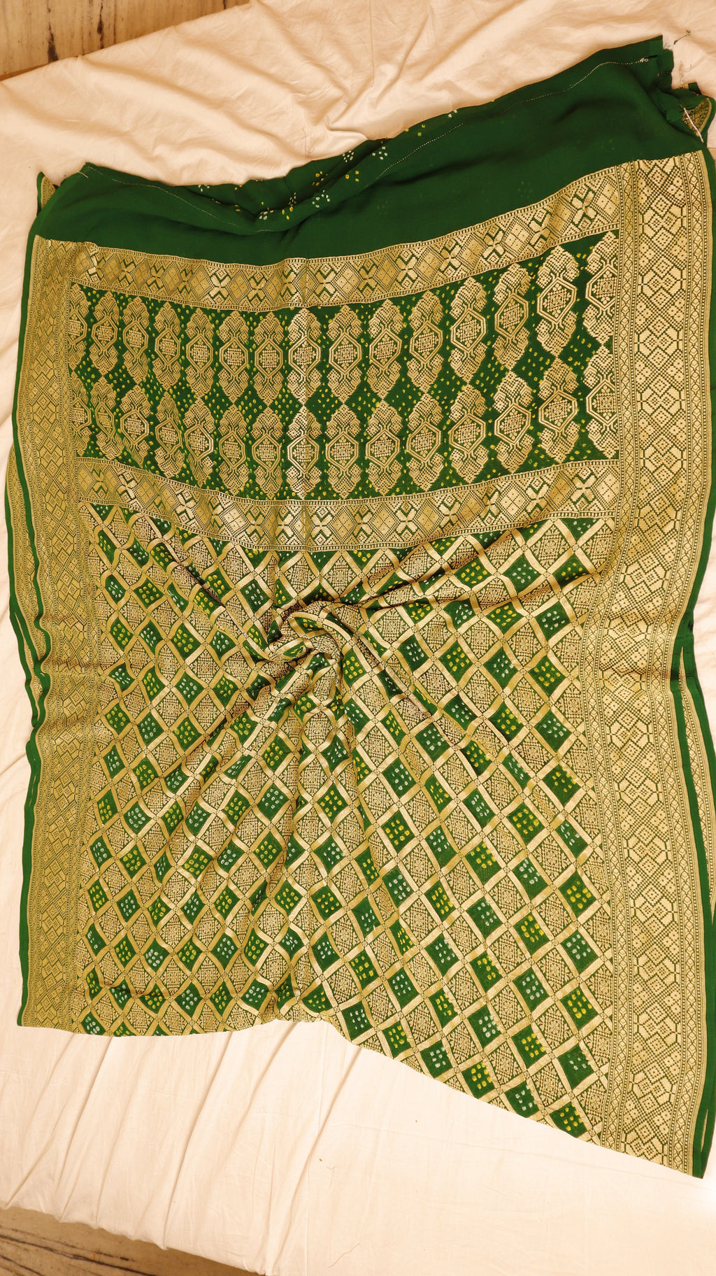 Handwoven Bandhej Khaddi Georgette Saree