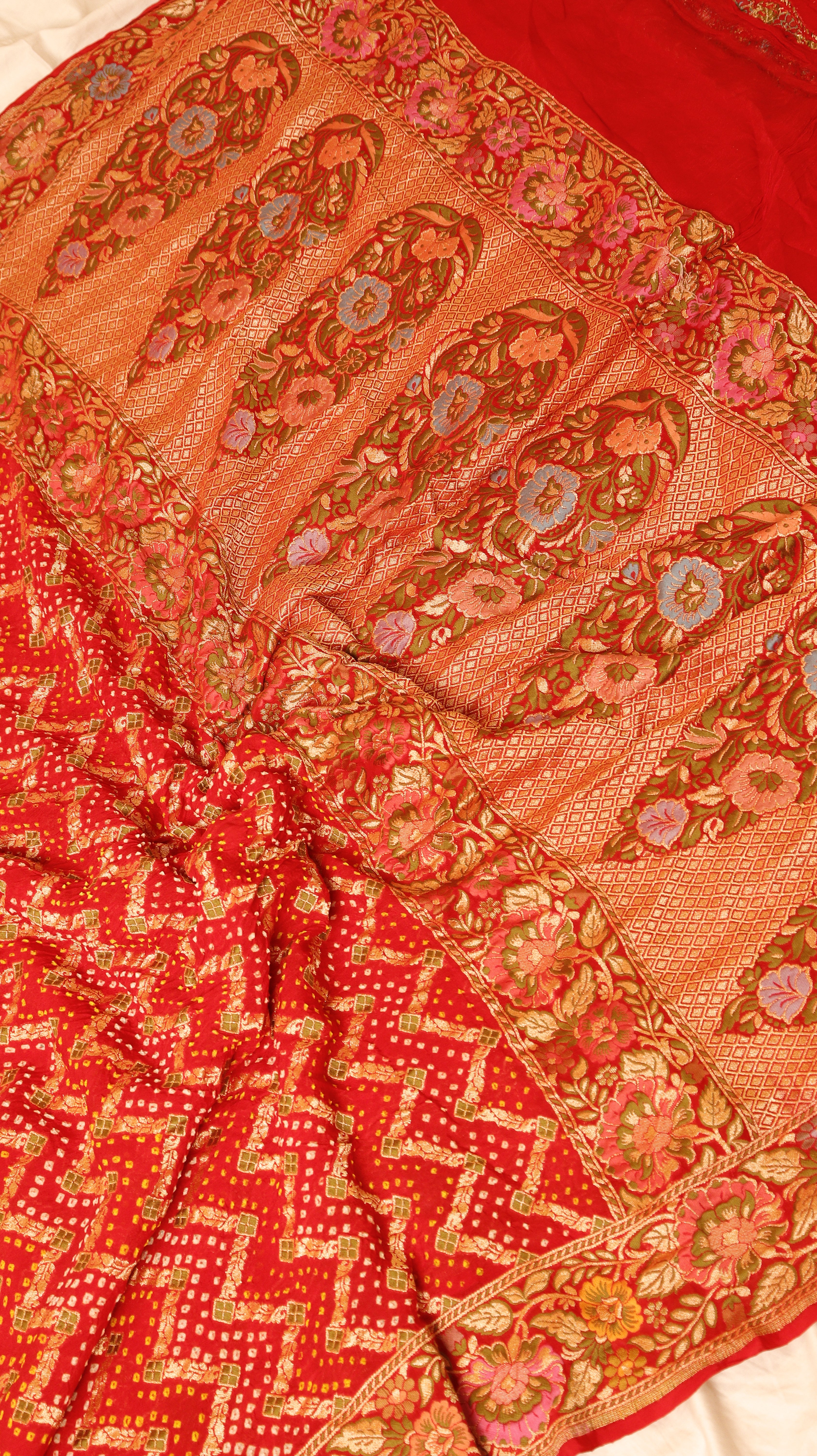 Handwoven Bandhej Khaddi Georgette Saree
