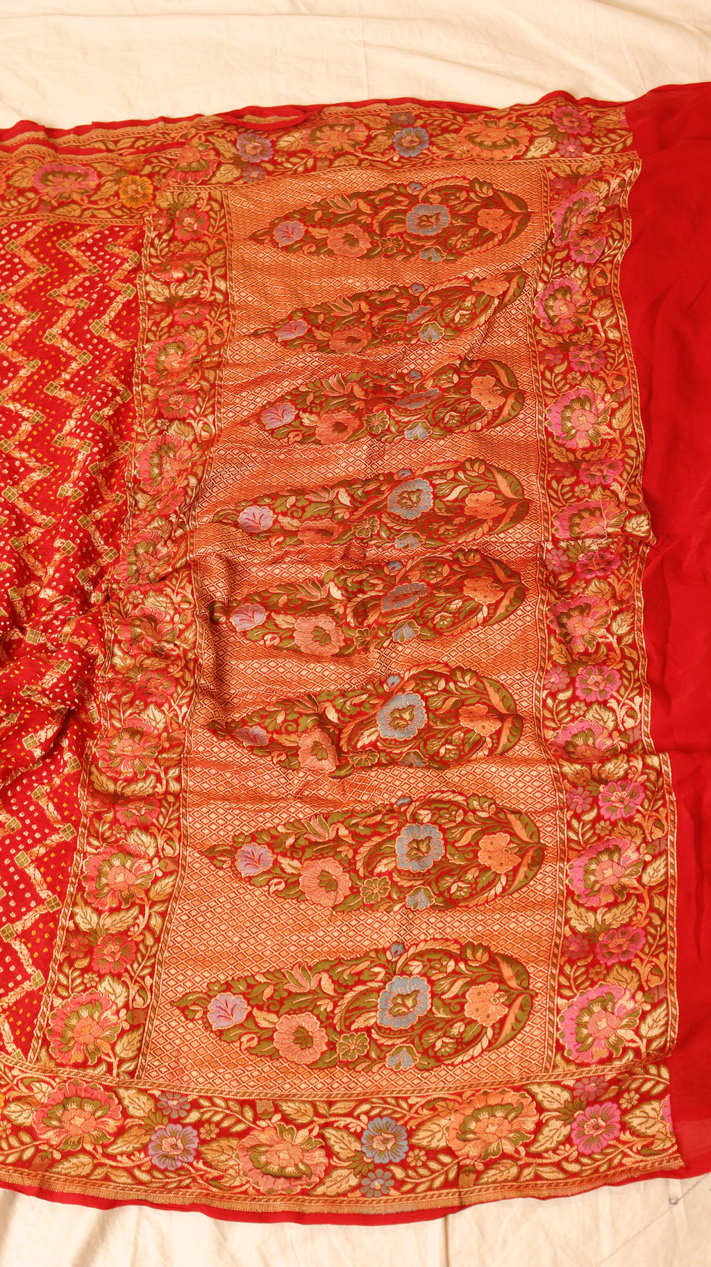 Handwoven Bandhej Khaddi Georgette Saree