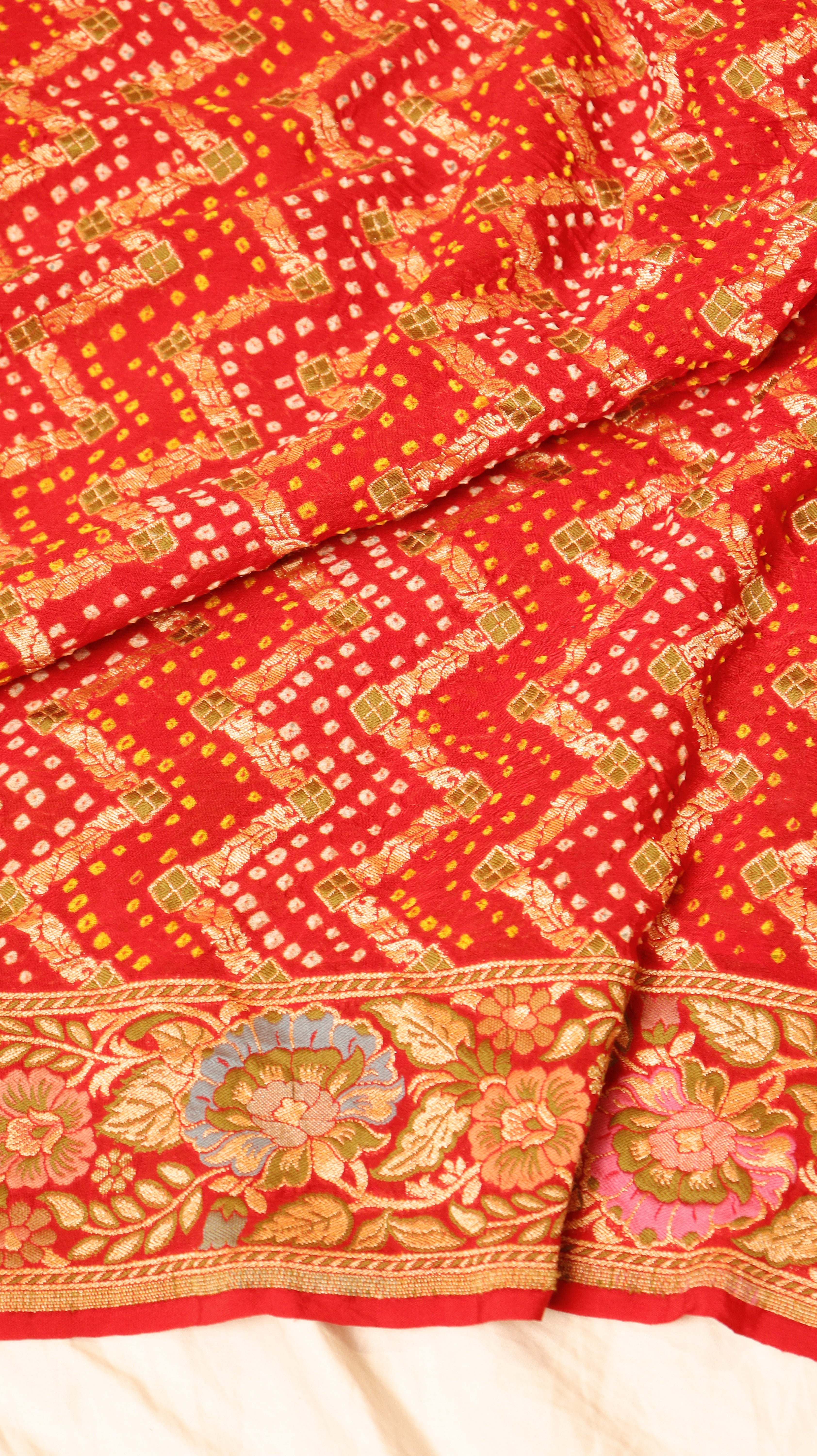 Handwoven Bandhej Khaddi Georgette Saree