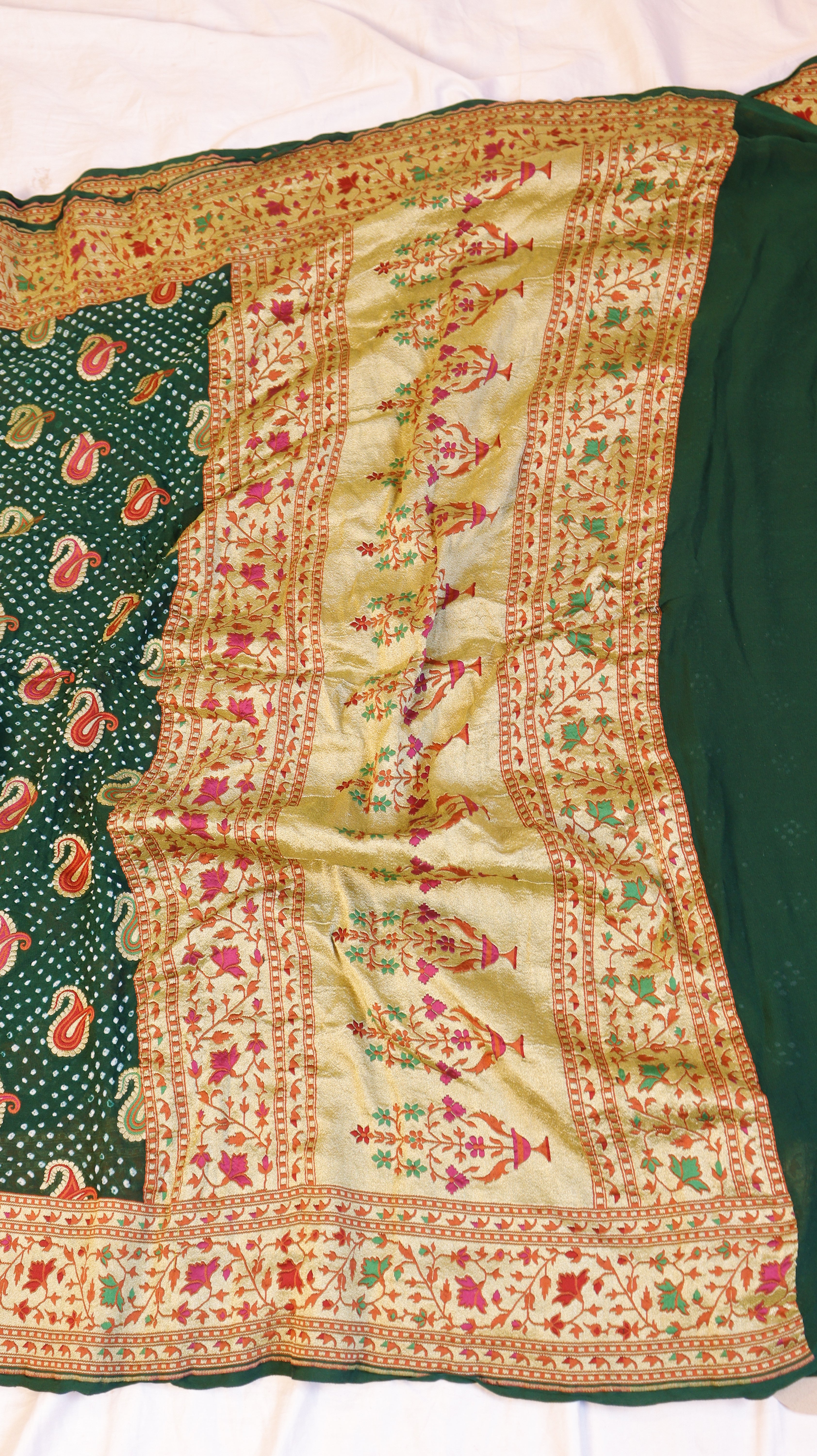 Handwoven Bandhej Khaddi Georgette Saree