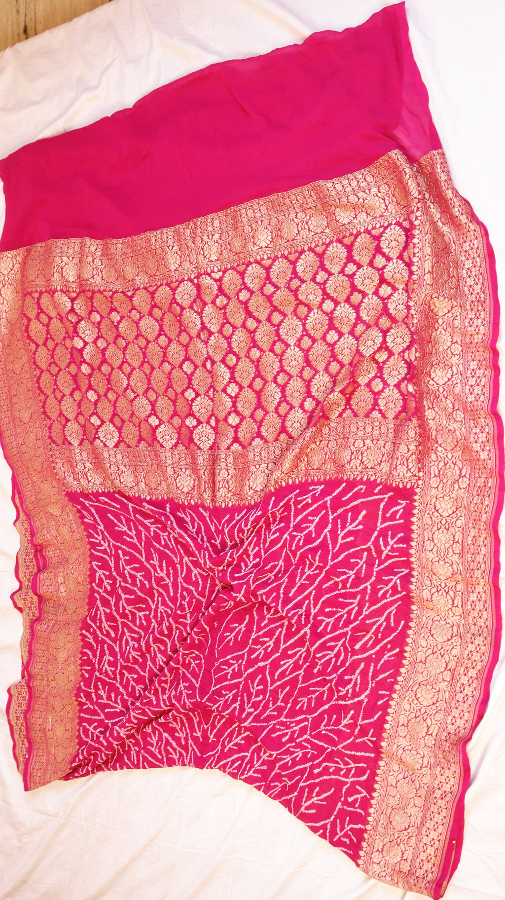 Handwoven Bandhej Khaddi Georgette Saree