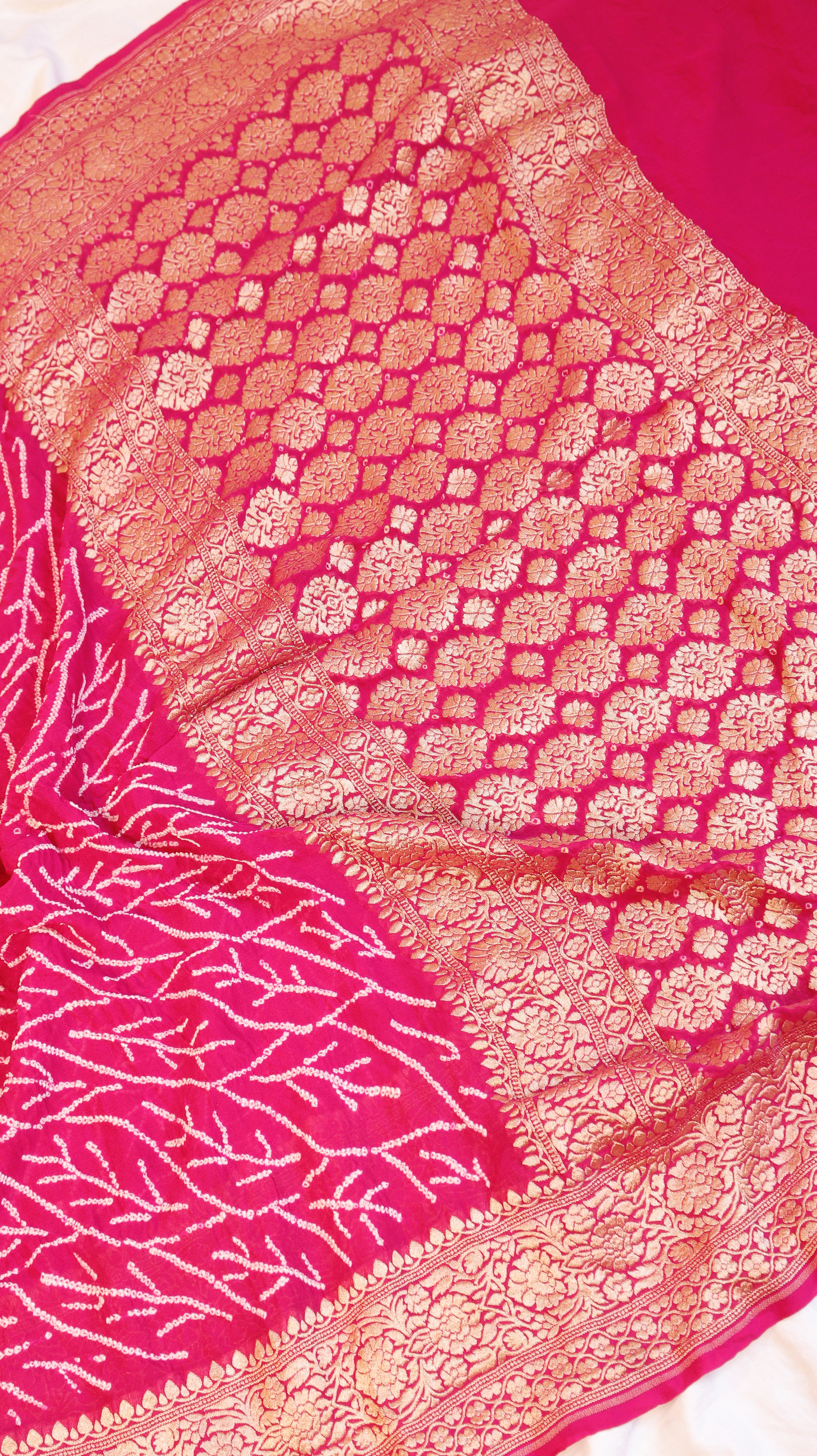 Handwoven Bandhej Khaddi Georgette Saree