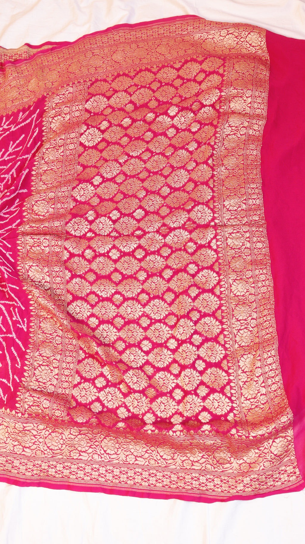 Handwoven Bandhej Khaddi Georgette Saree