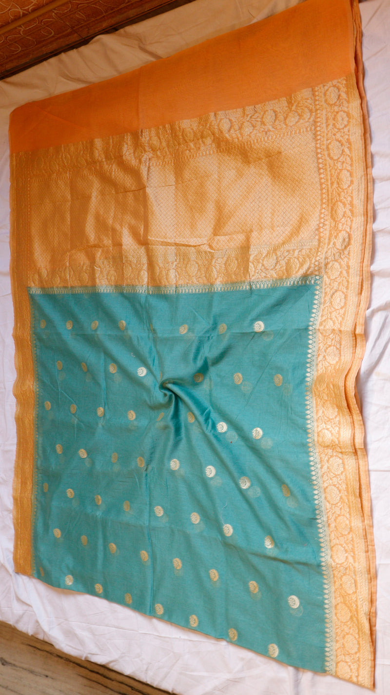 Chand Phool Moonga Muslin Saree