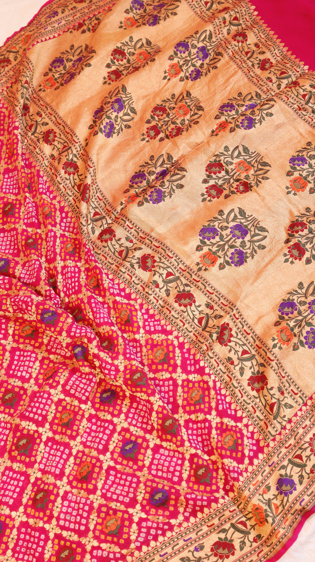 Handwoven Bandhej Khaddi Georgette Saree