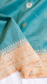 Chand Phool Moonga Muslin Saree