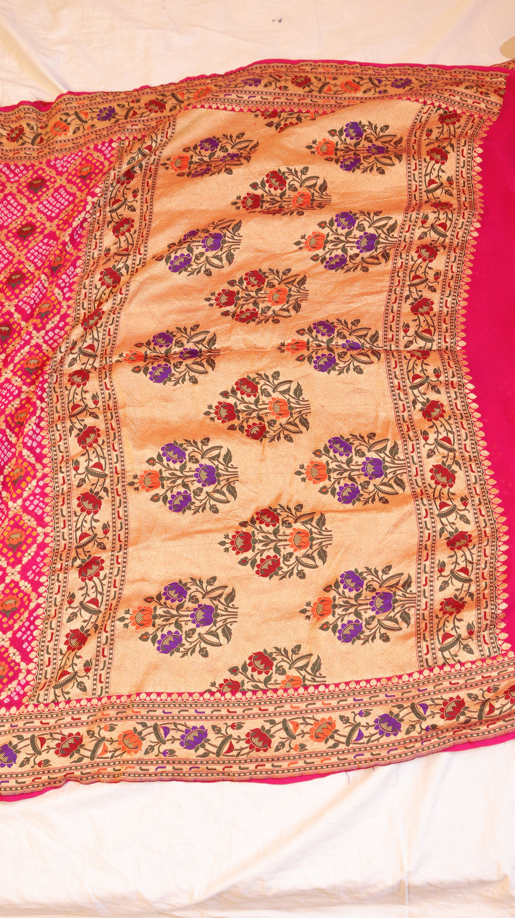 Handwoven Bandhej Khaddi Georgette Saree