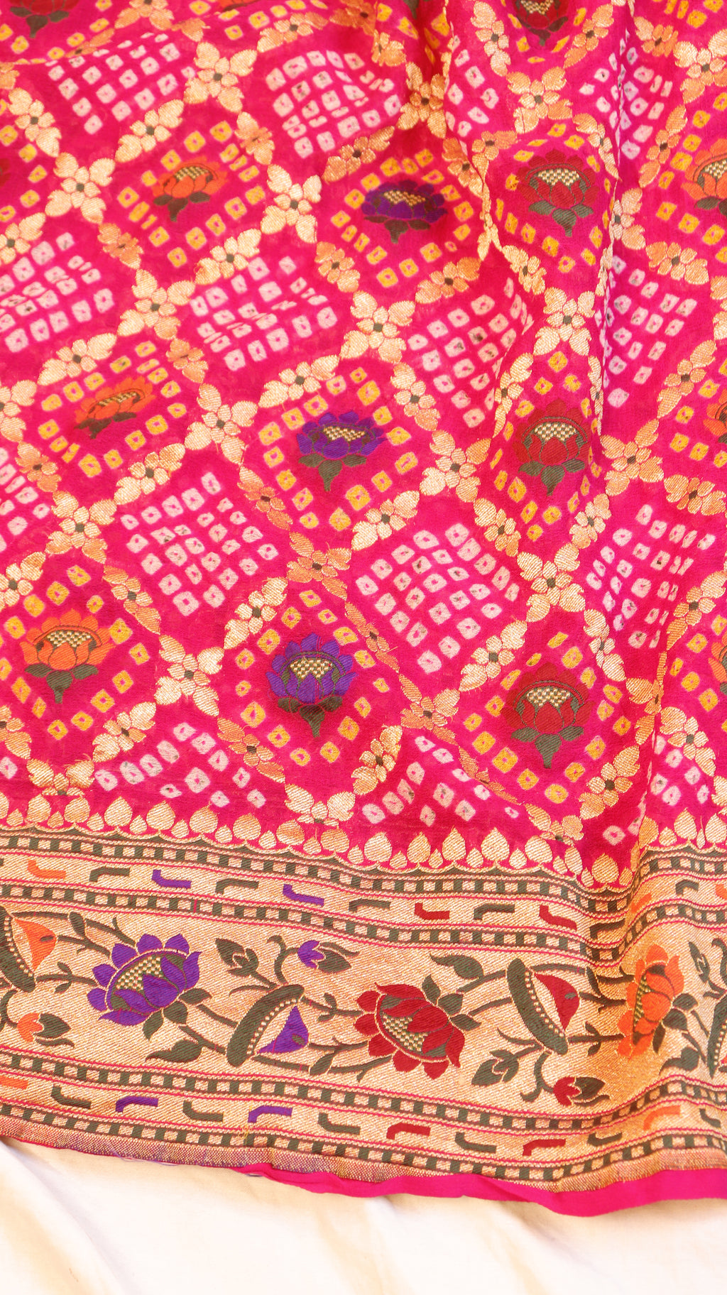 Handwoven Bandhej Khaddi Georgette Saree