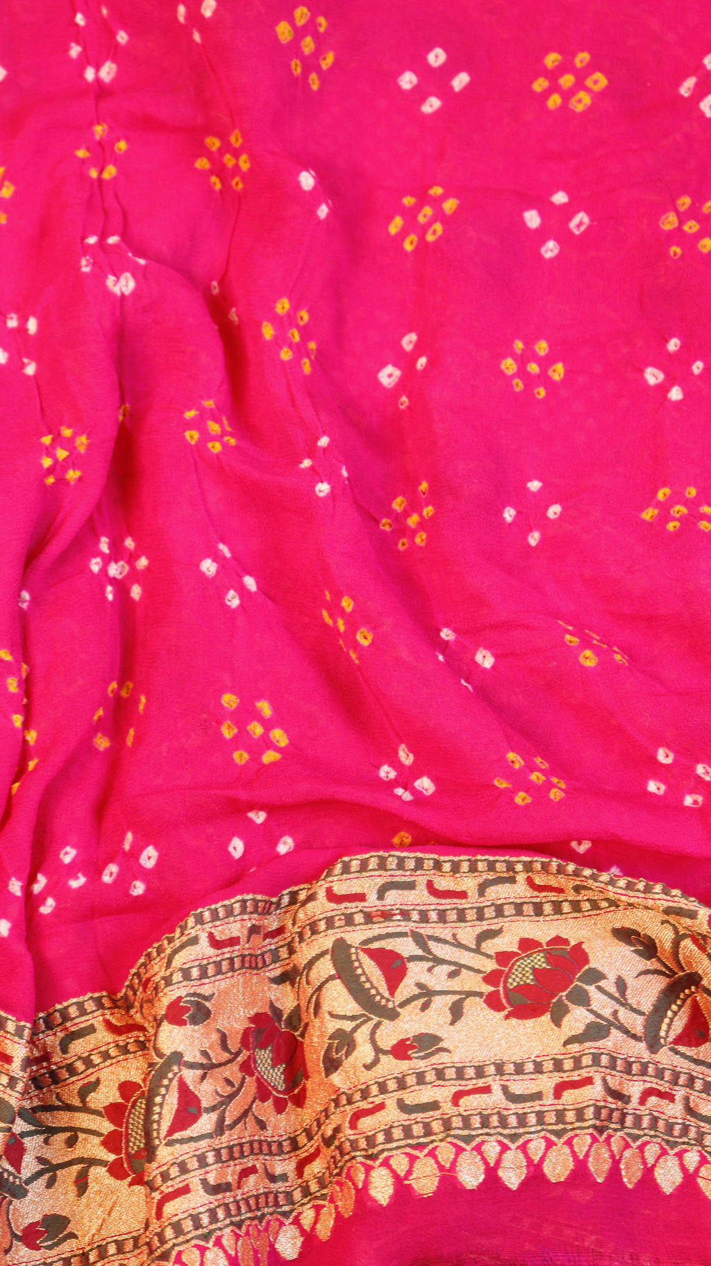 Handwoven Bandhej Khaddi Georgette Saree