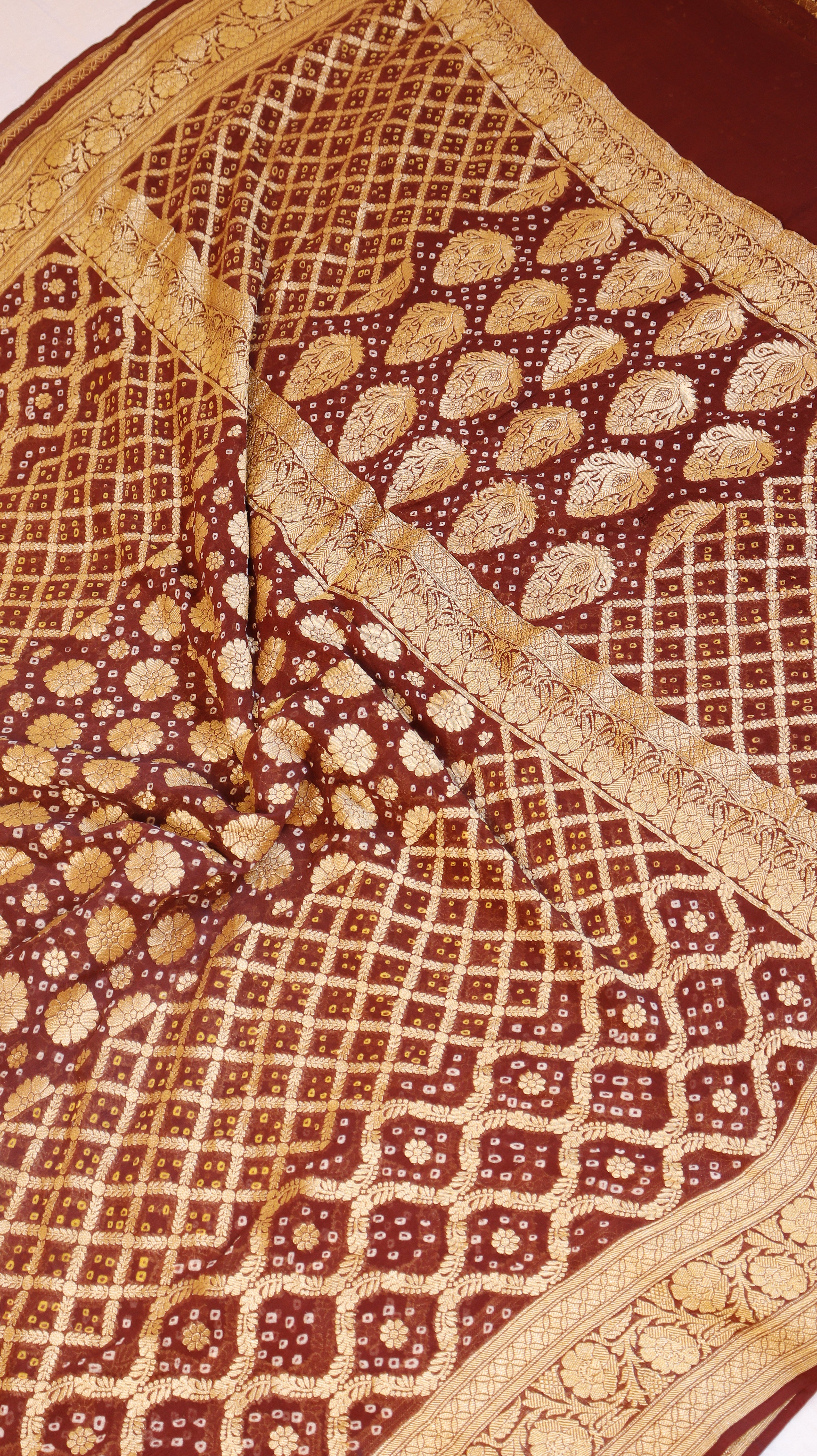 Handwoven Bandhej Khaddi Georgette Saree
