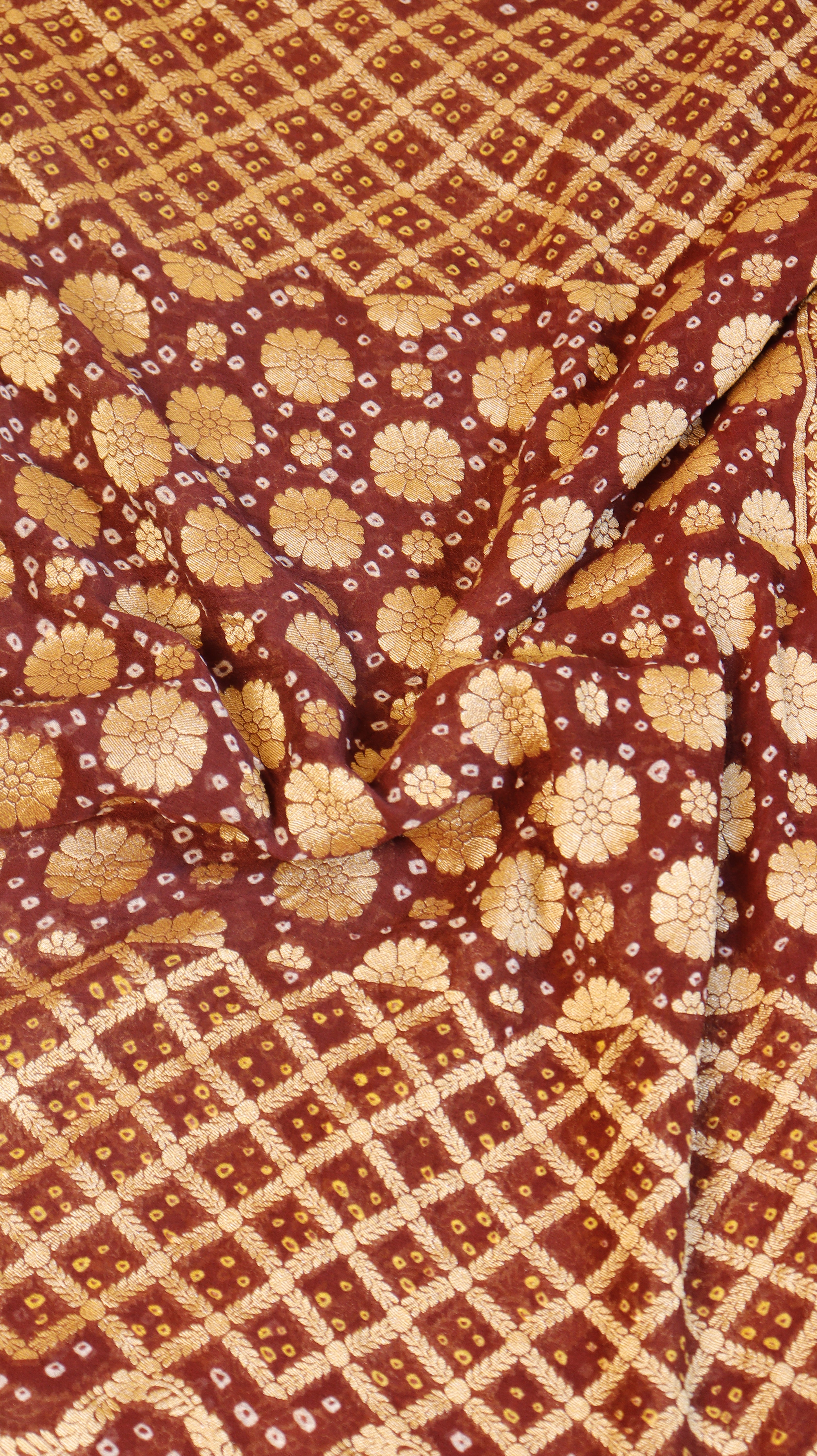 Handwoven Bandhej Khaddi Georgette Saree