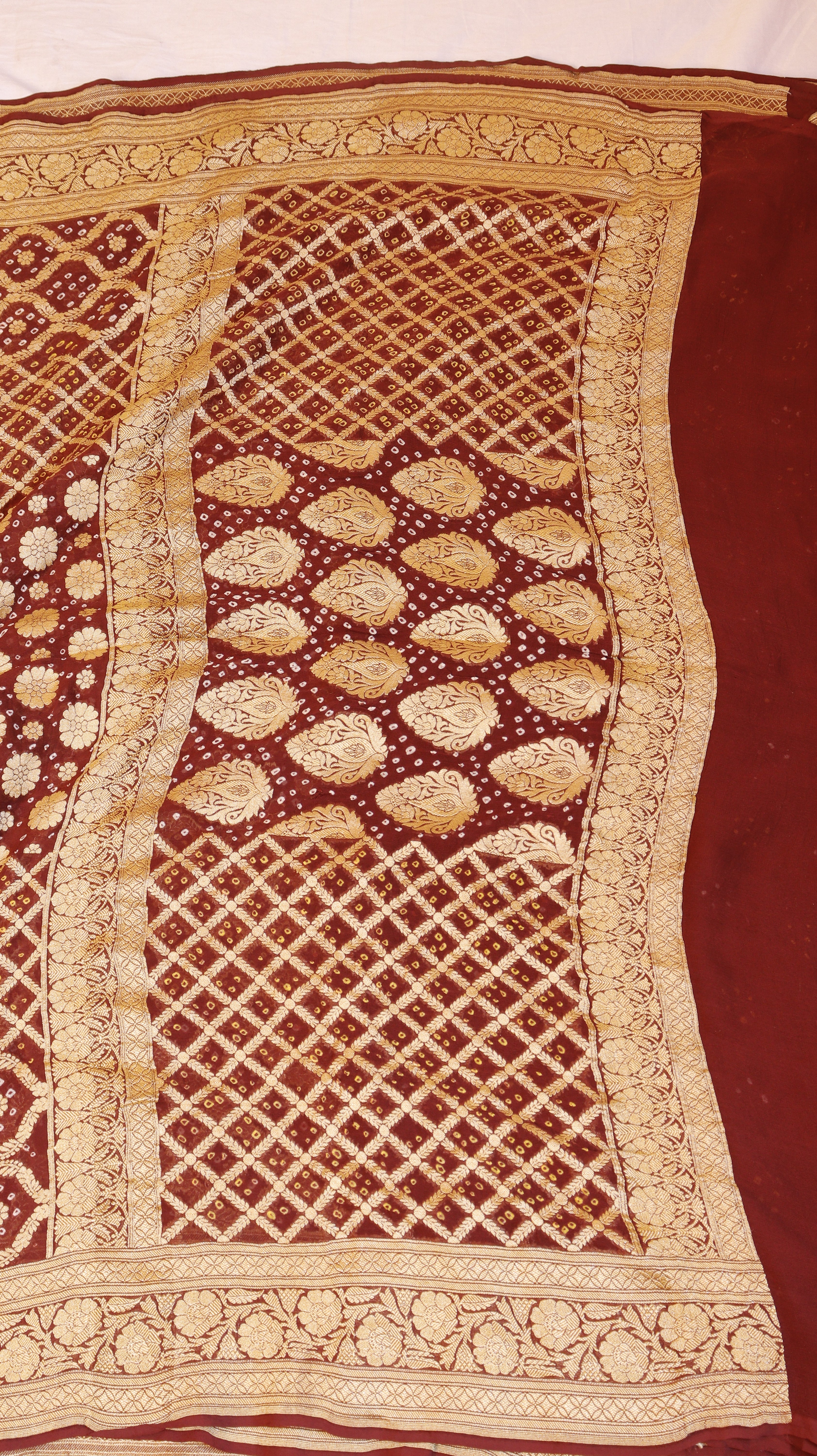 Handwoven Bandhej Khaddi Georgette Saree
