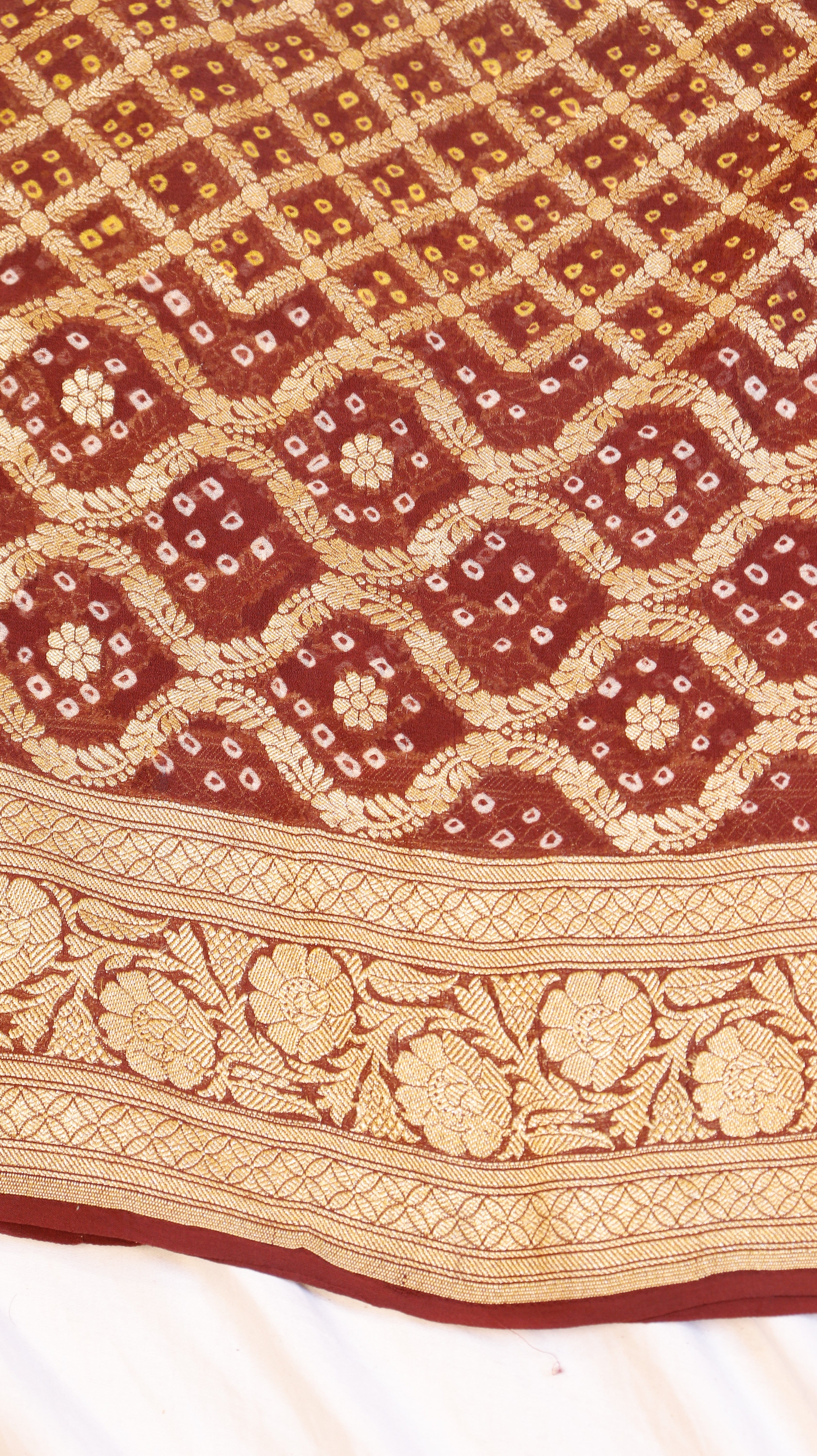 Handwoven Bandhej Khaddi Georgette Saree