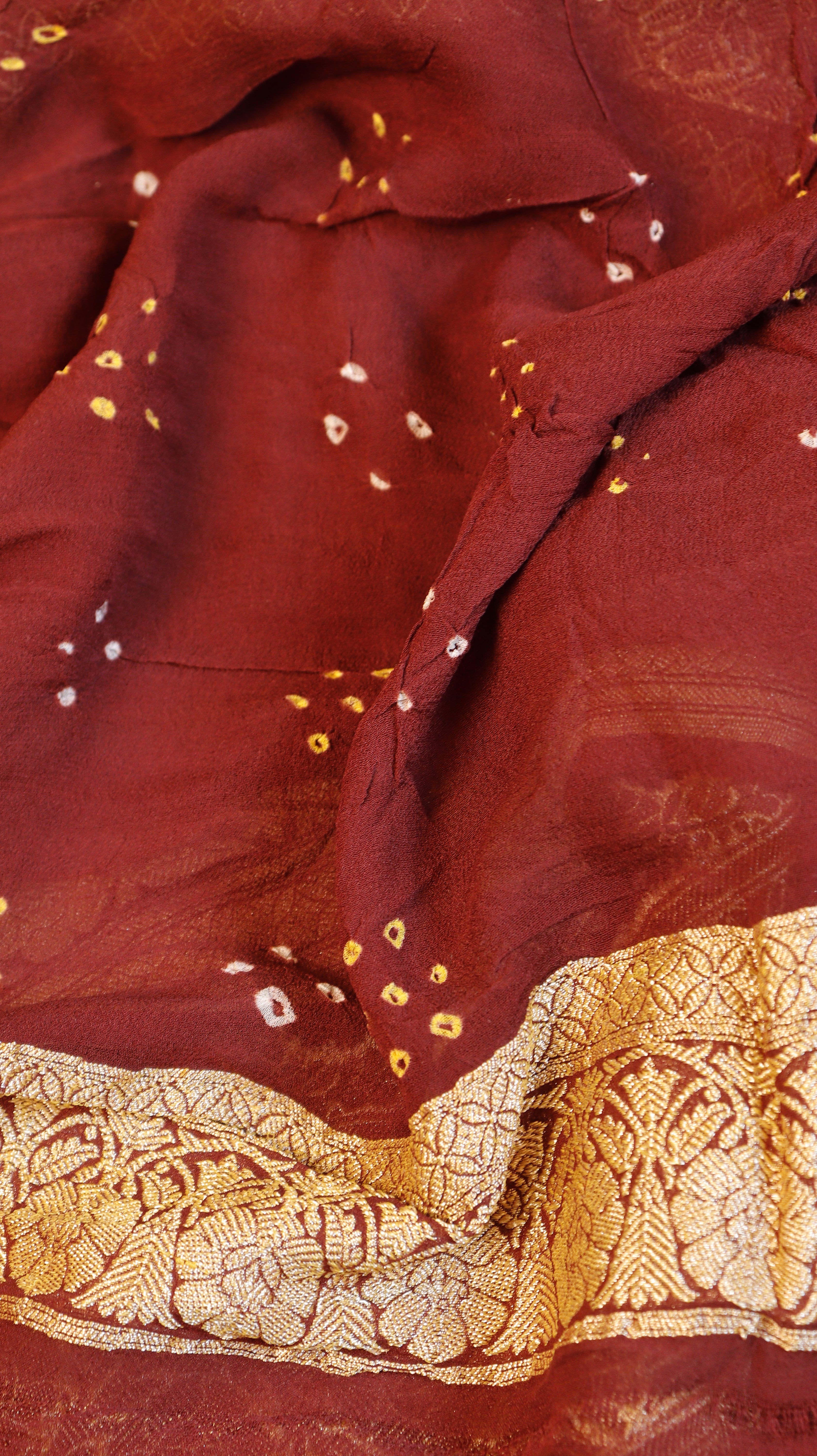 Handwoven Bandhej Khaddi Georgette Saree