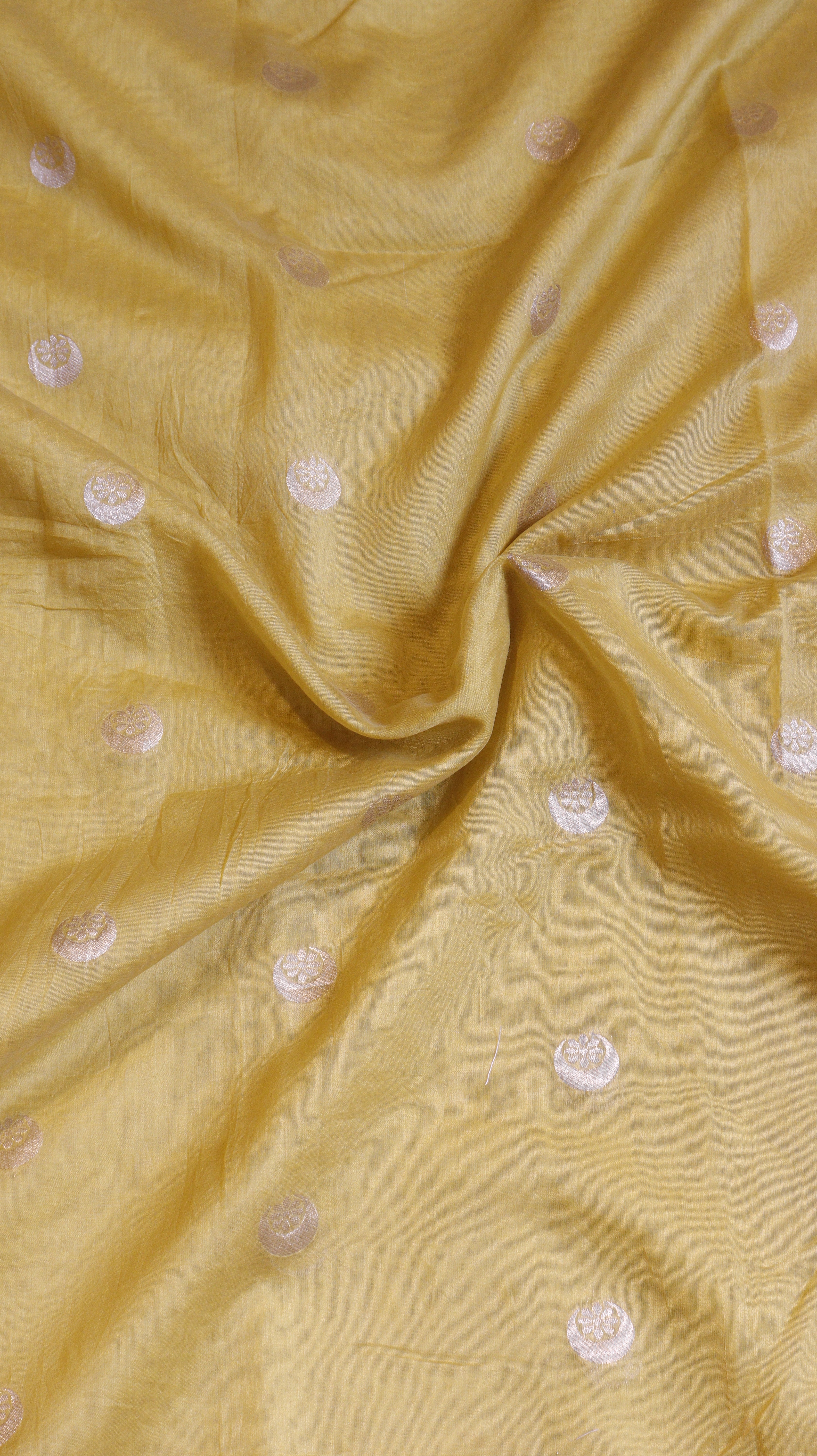 Yellow Pure Moonga Muslin Handloom Saree