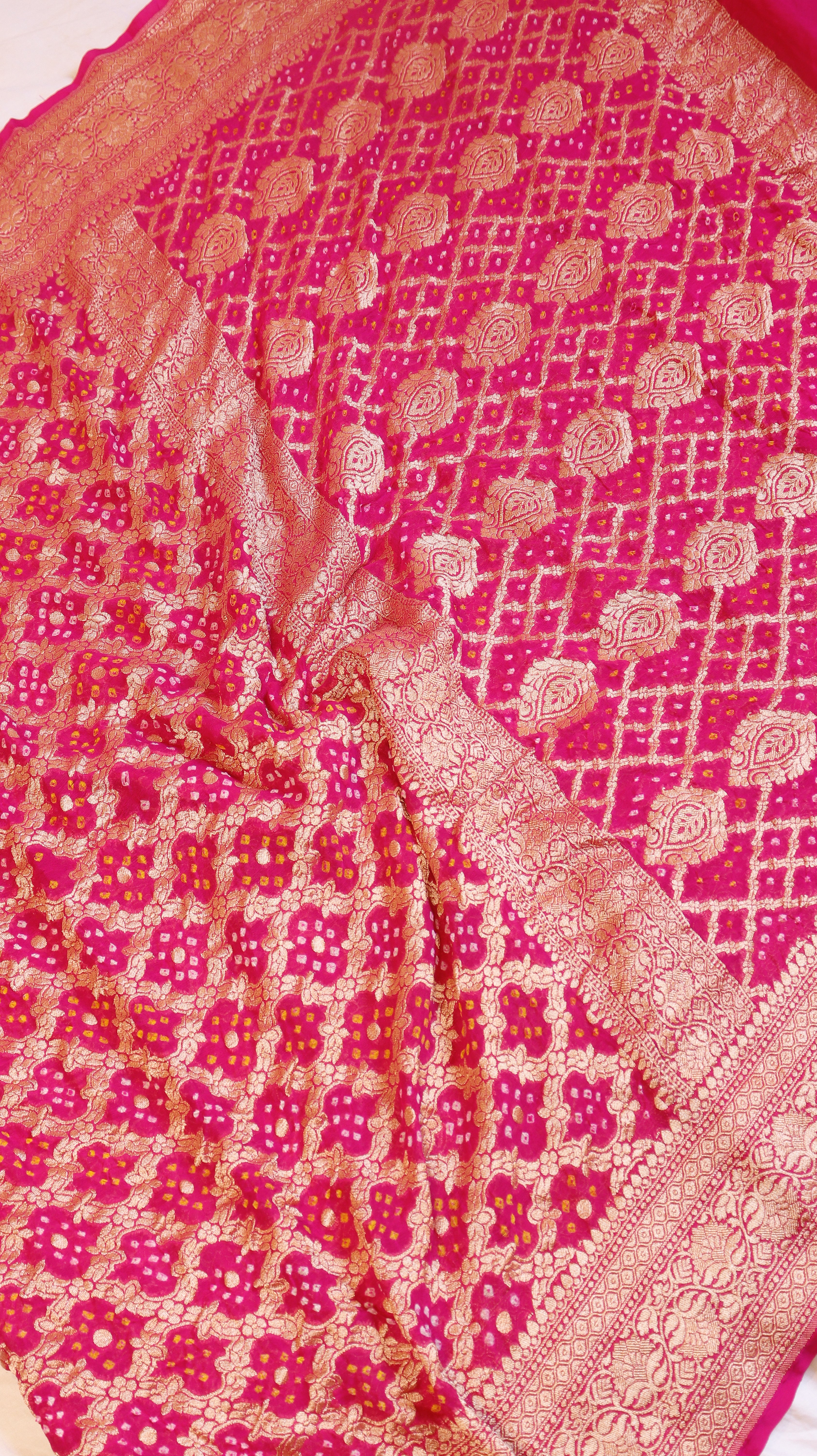 Handwoven Bandhej Khaddi Georgette Saree