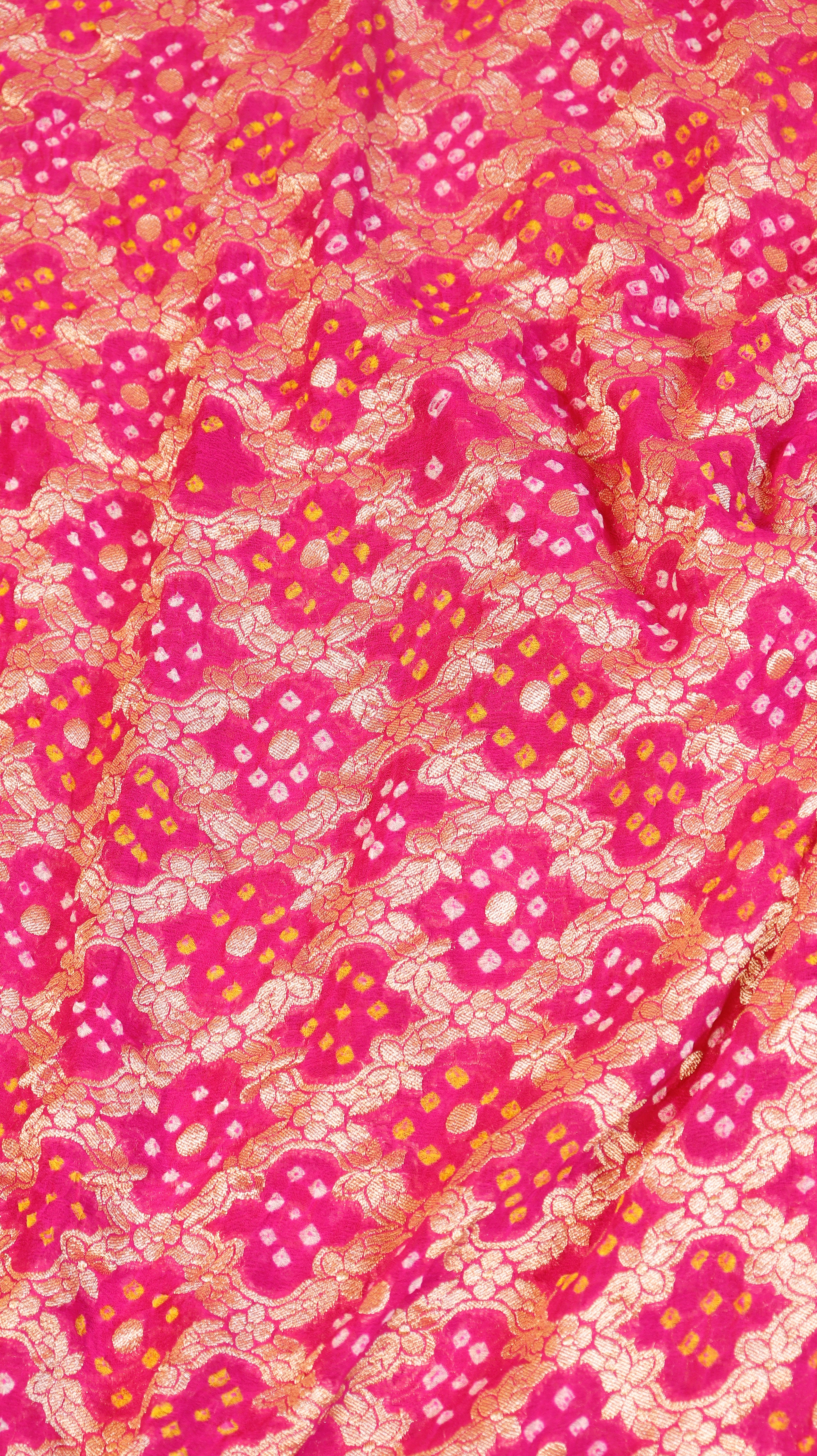 Handwoven Bandhej Khaddi Georgette Saree