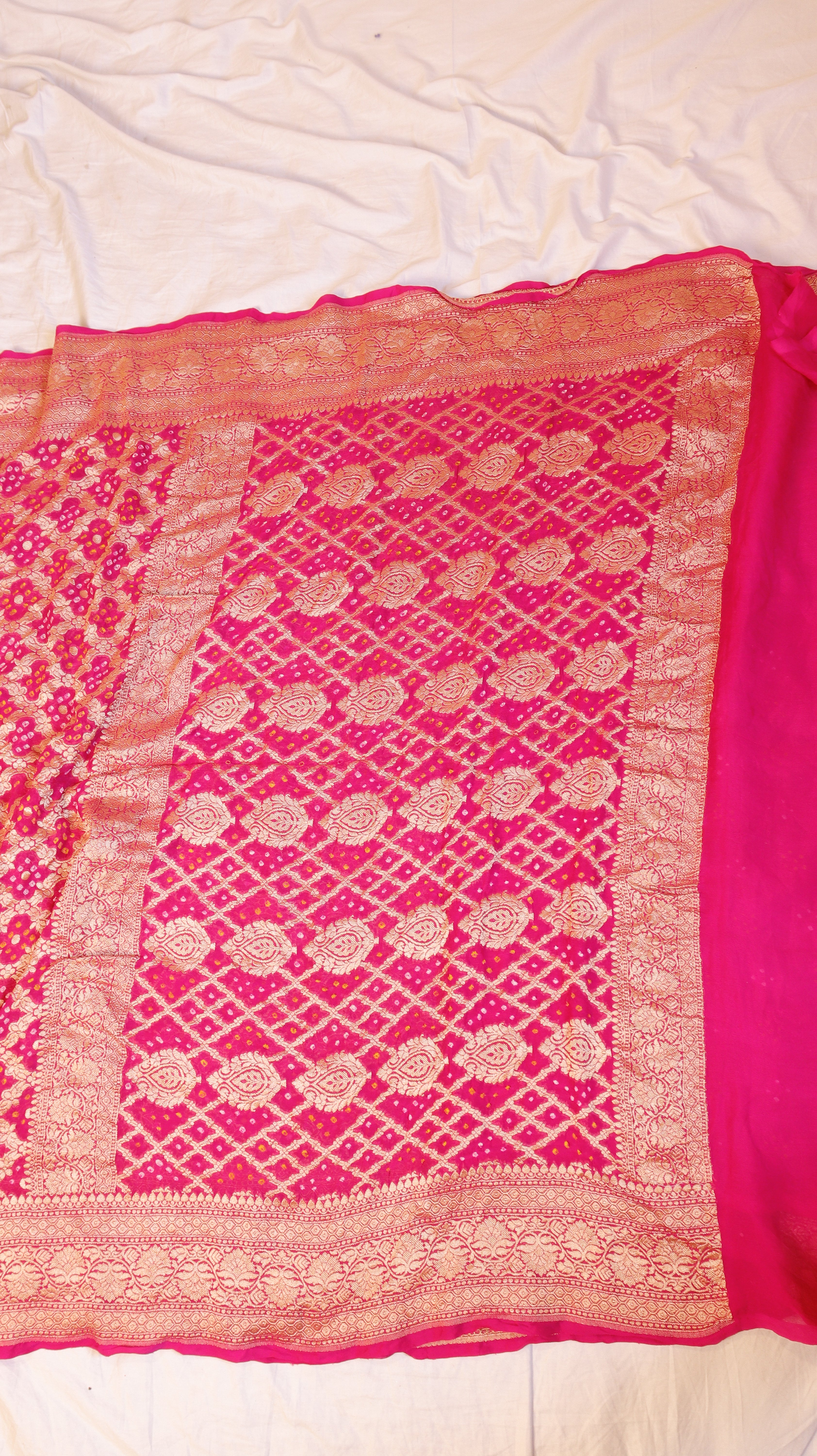 Handwoven Bandhej Khaddi Georgette Saree