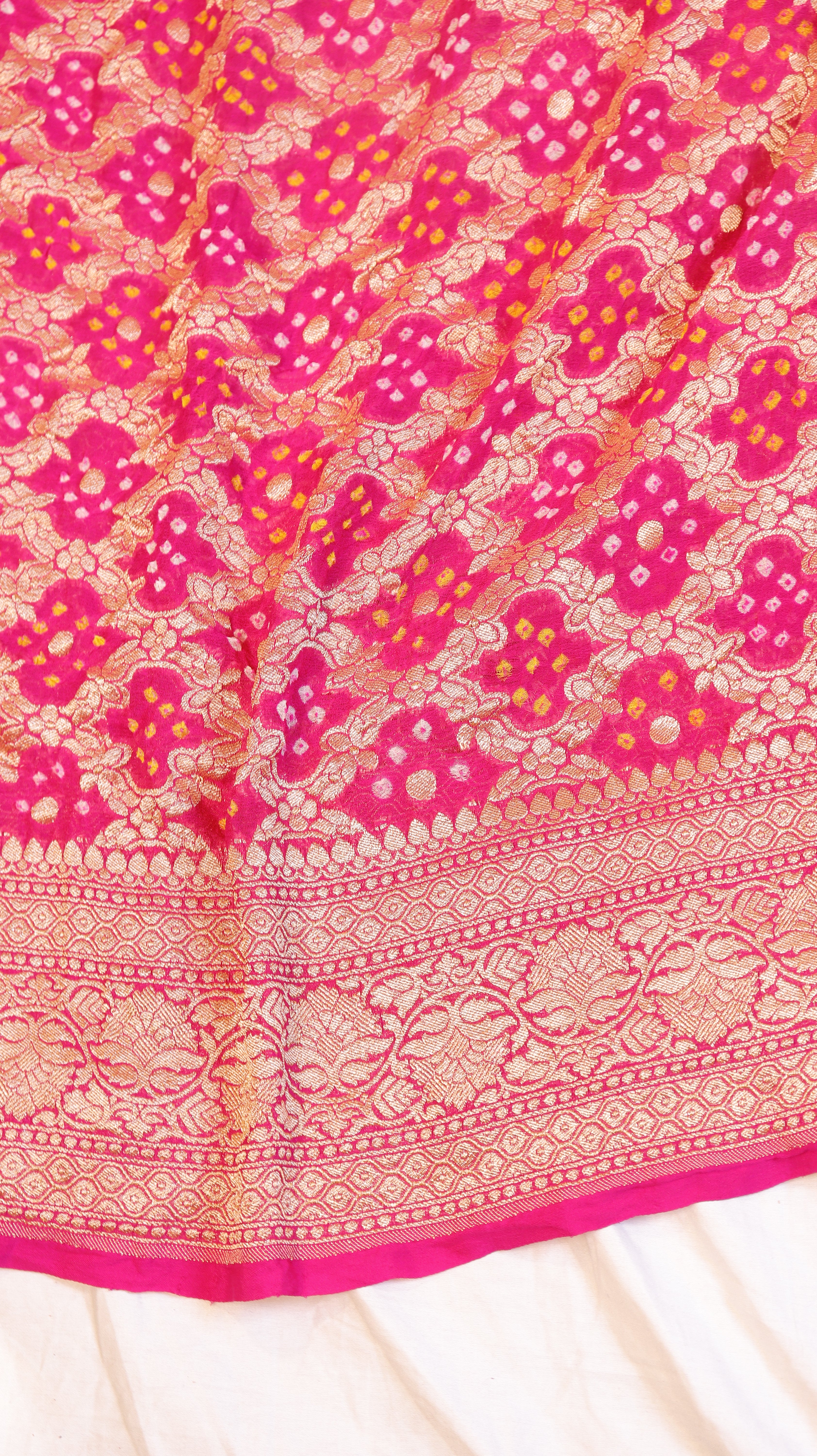 Handwoven Bandhej Khaddi Georgette Saree