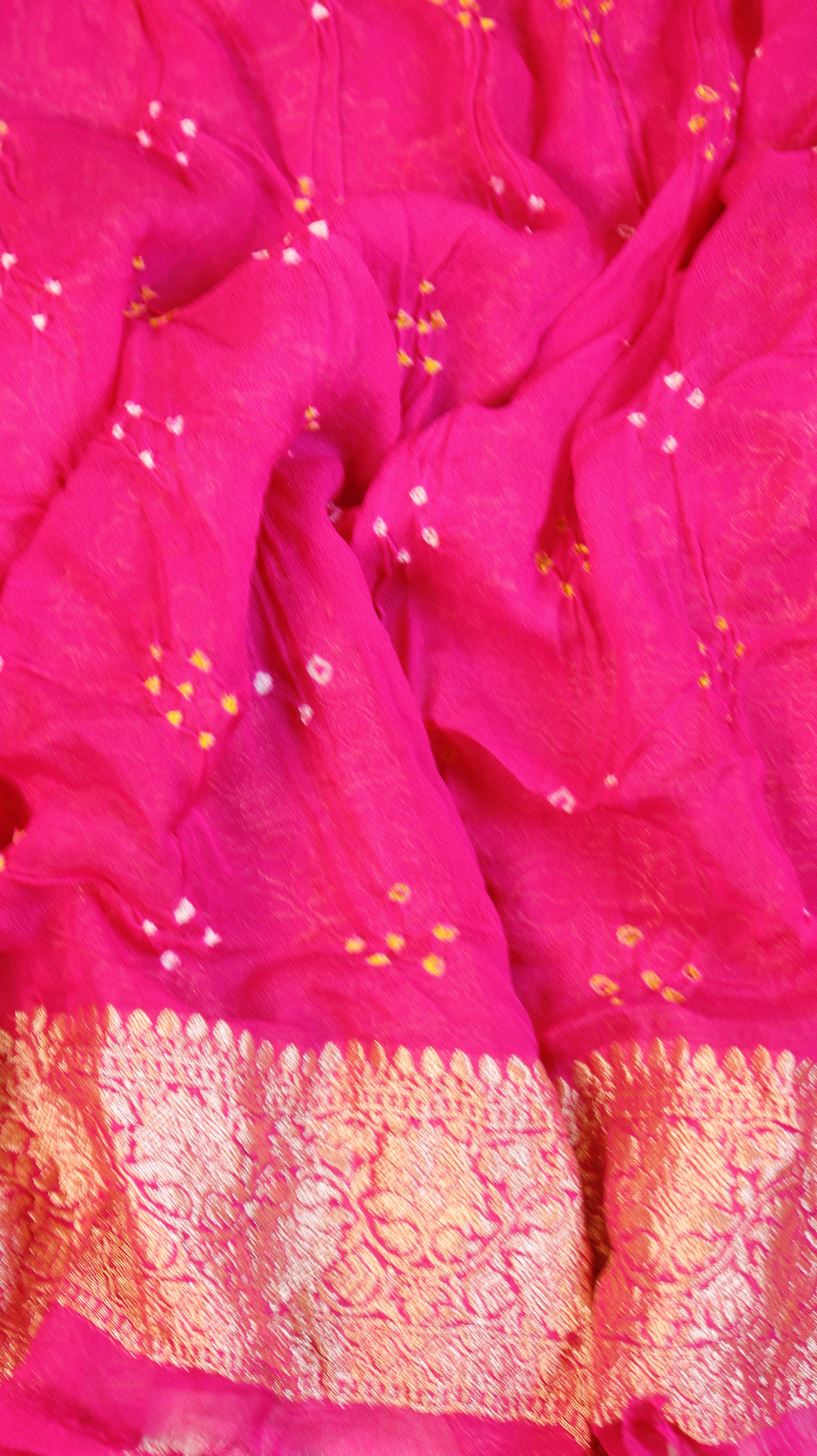 Handwoven Bandhej Khaddi Georgette Saree