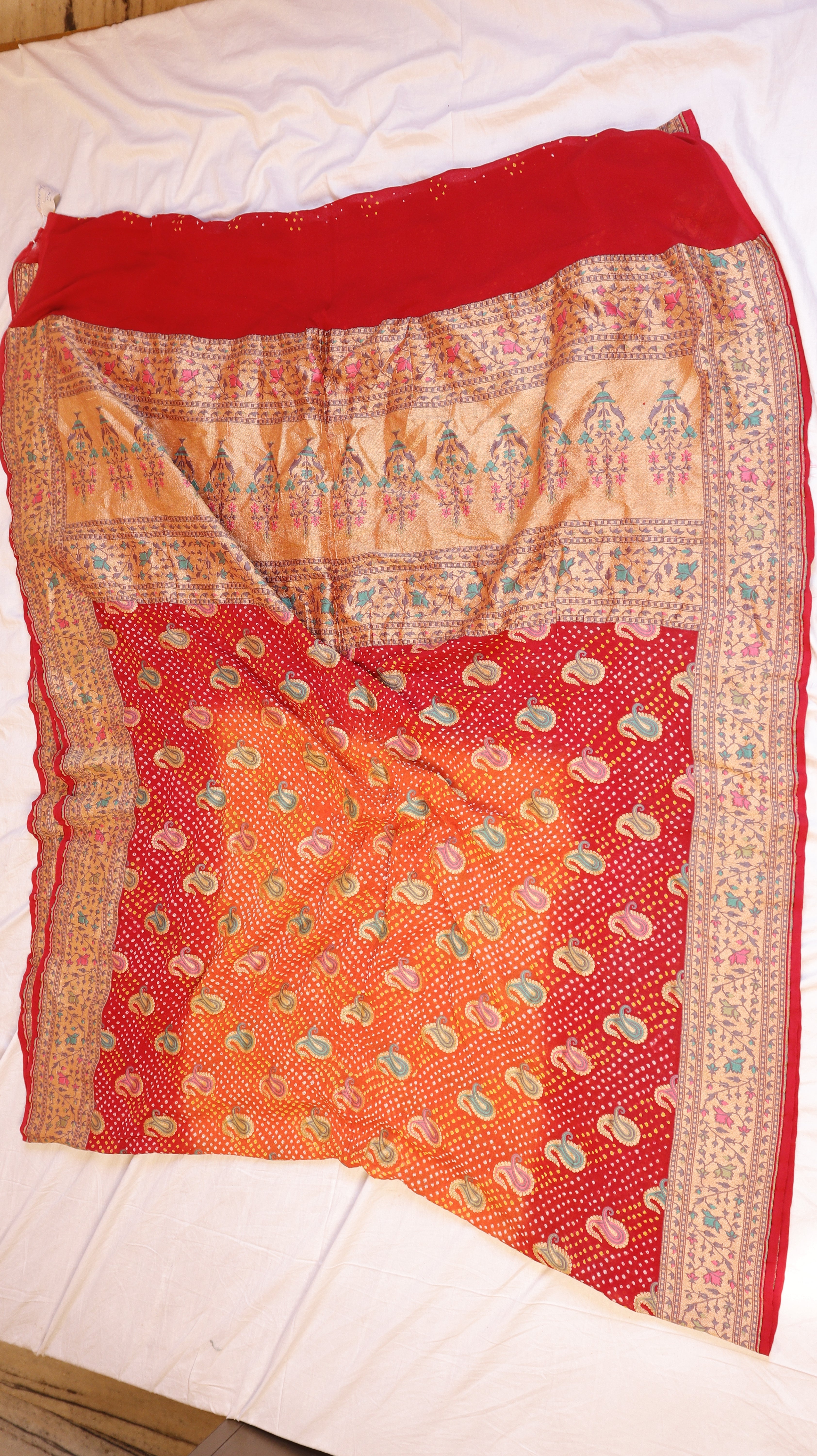 Handwoven Bandhej Khaddi Georgette Saree