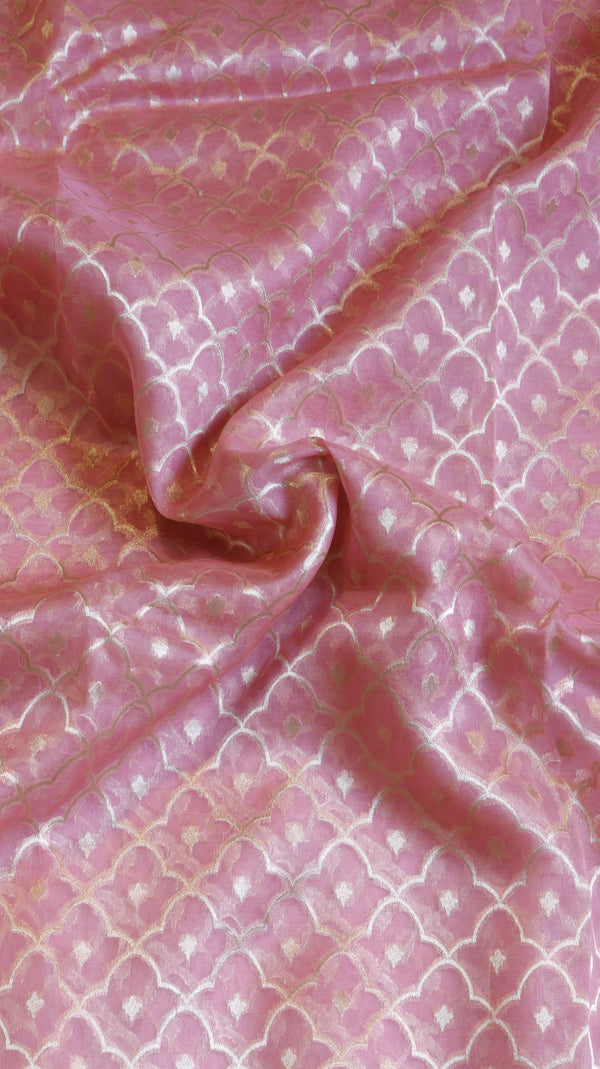 Pink Pure Kora Silk Handloom Saree