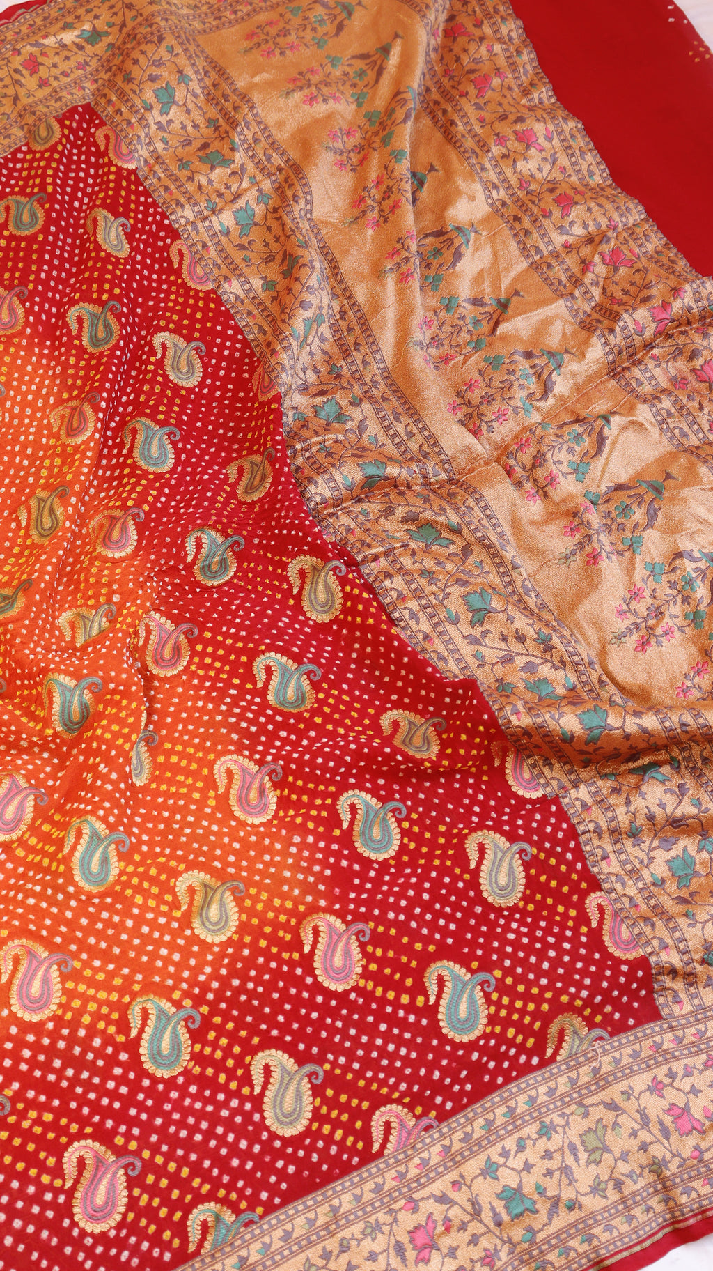 Handwoven Bandhej Khaddi Georgette Saree