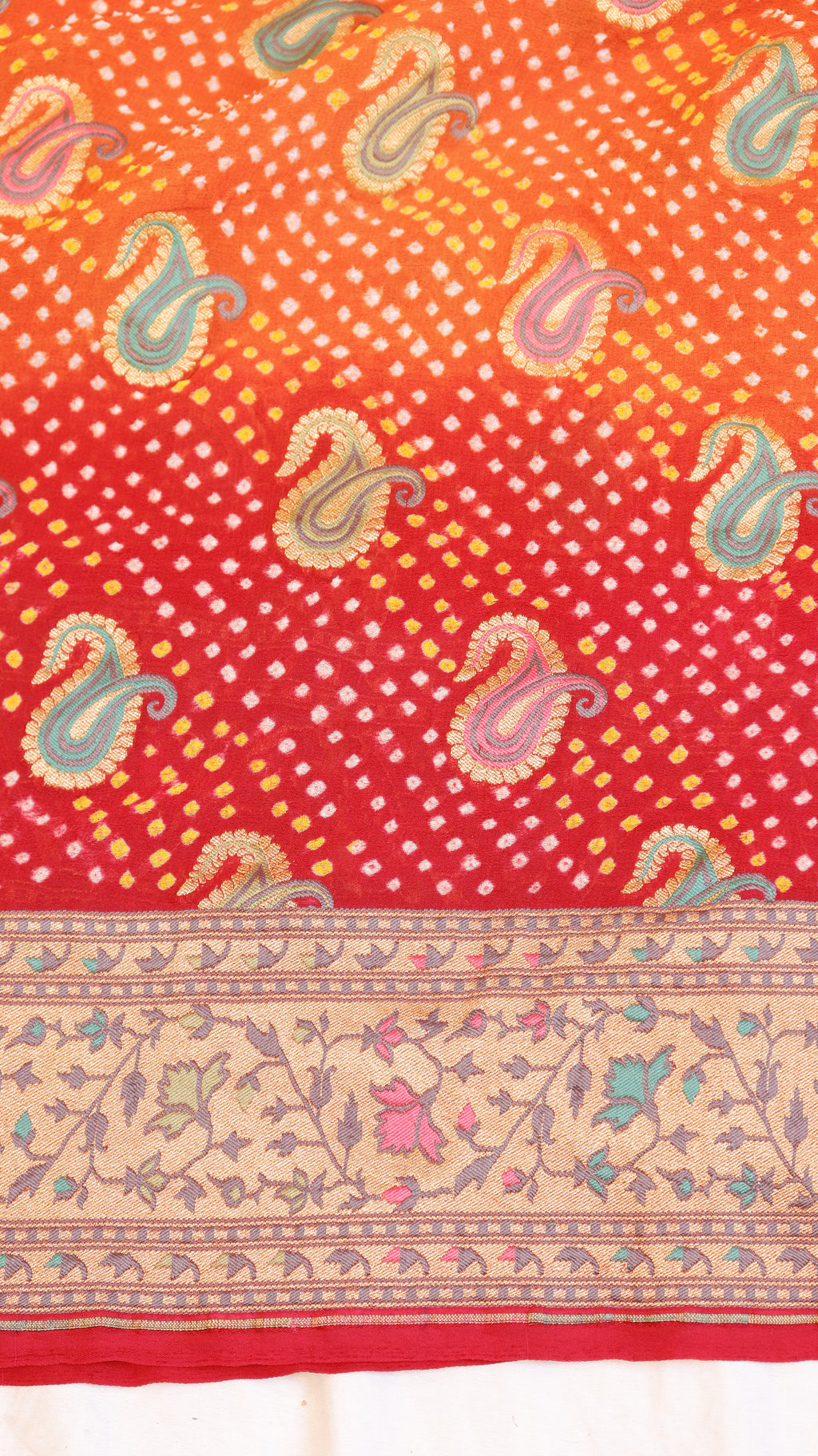 Handwoven Bandhej Khaddi Georgette Saree