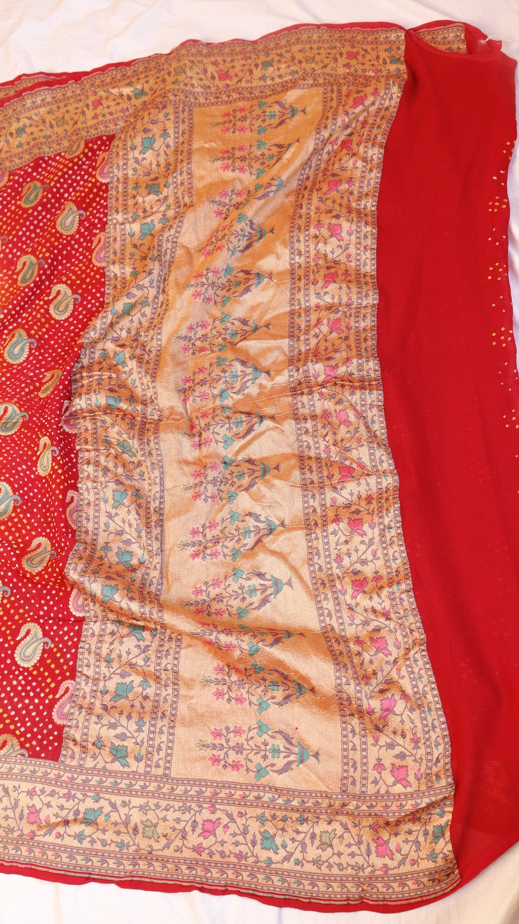 Handwoven Bandhej Khaddi Georgette Saree