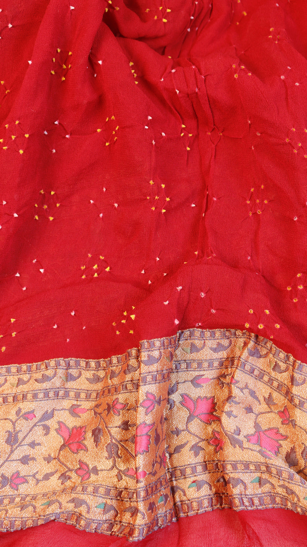 Handwoven Bandhej Khaddi Georgette Saree