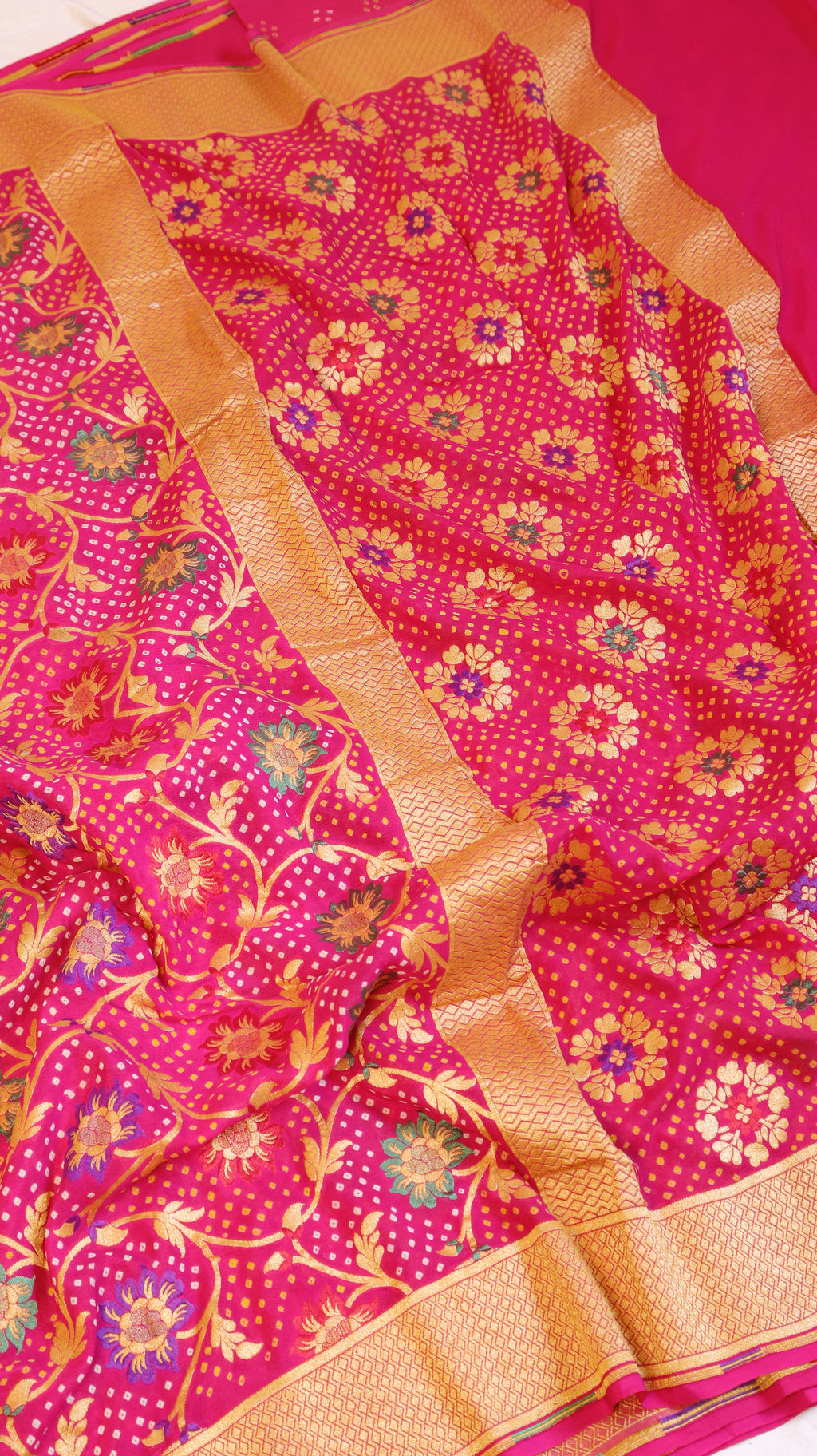 Handwoven Bandhej Khaddi Georgette Saree