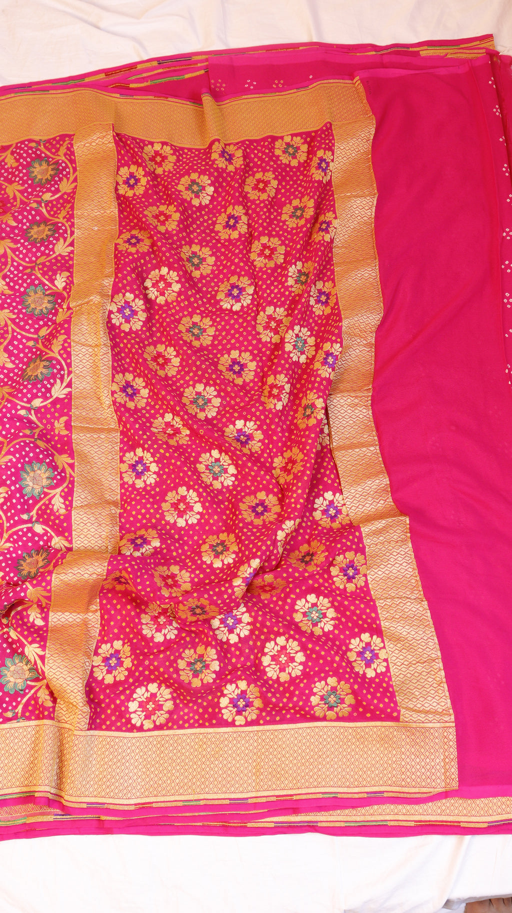 Handwoven Bandhej Khaddi Georgette Saree