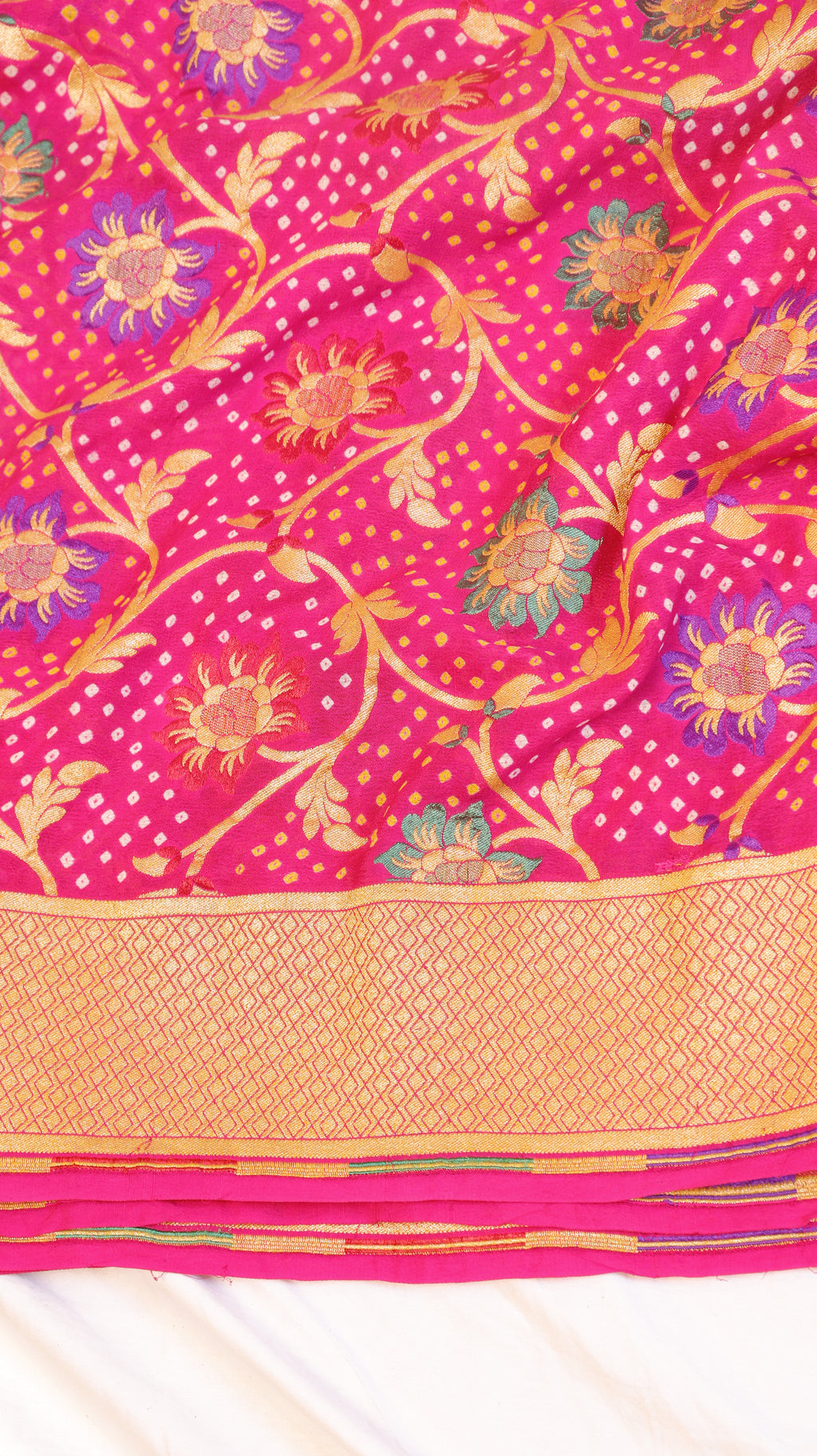Handwoven Bandhej Khaddi Georgette Saree