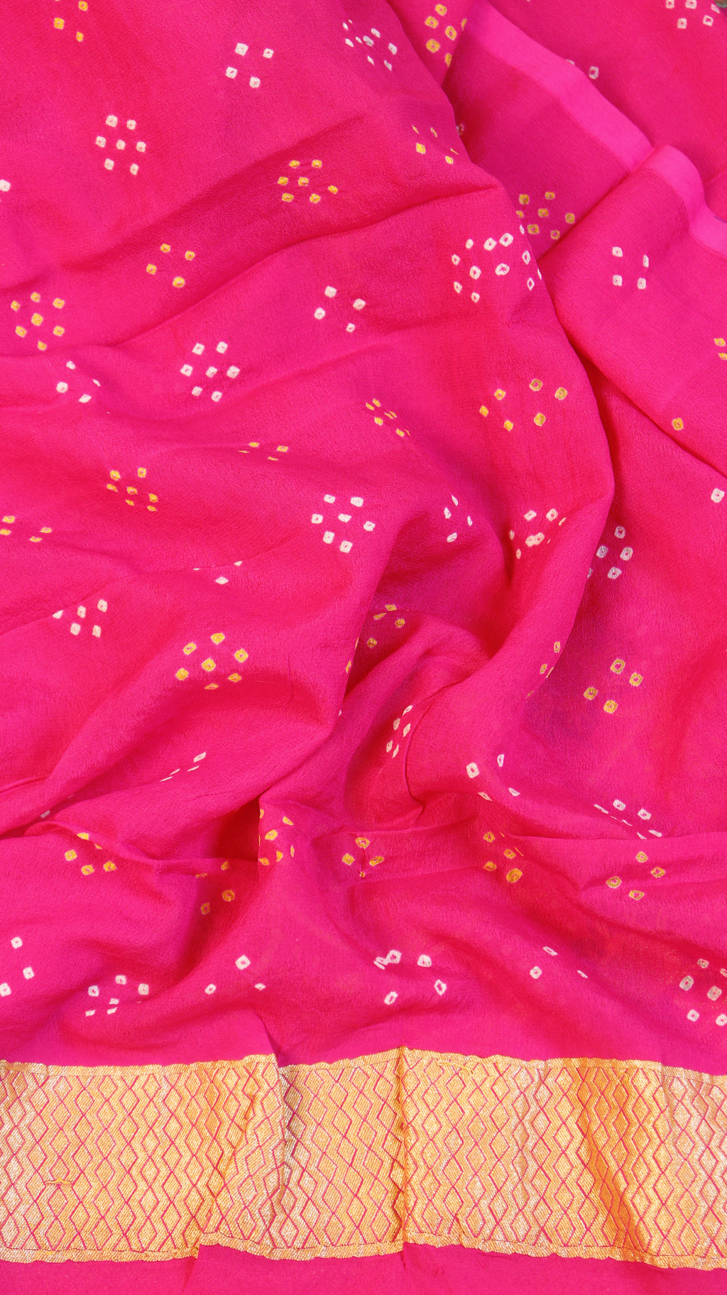 Handwoven Bandhej Khaddi Georgette Saree