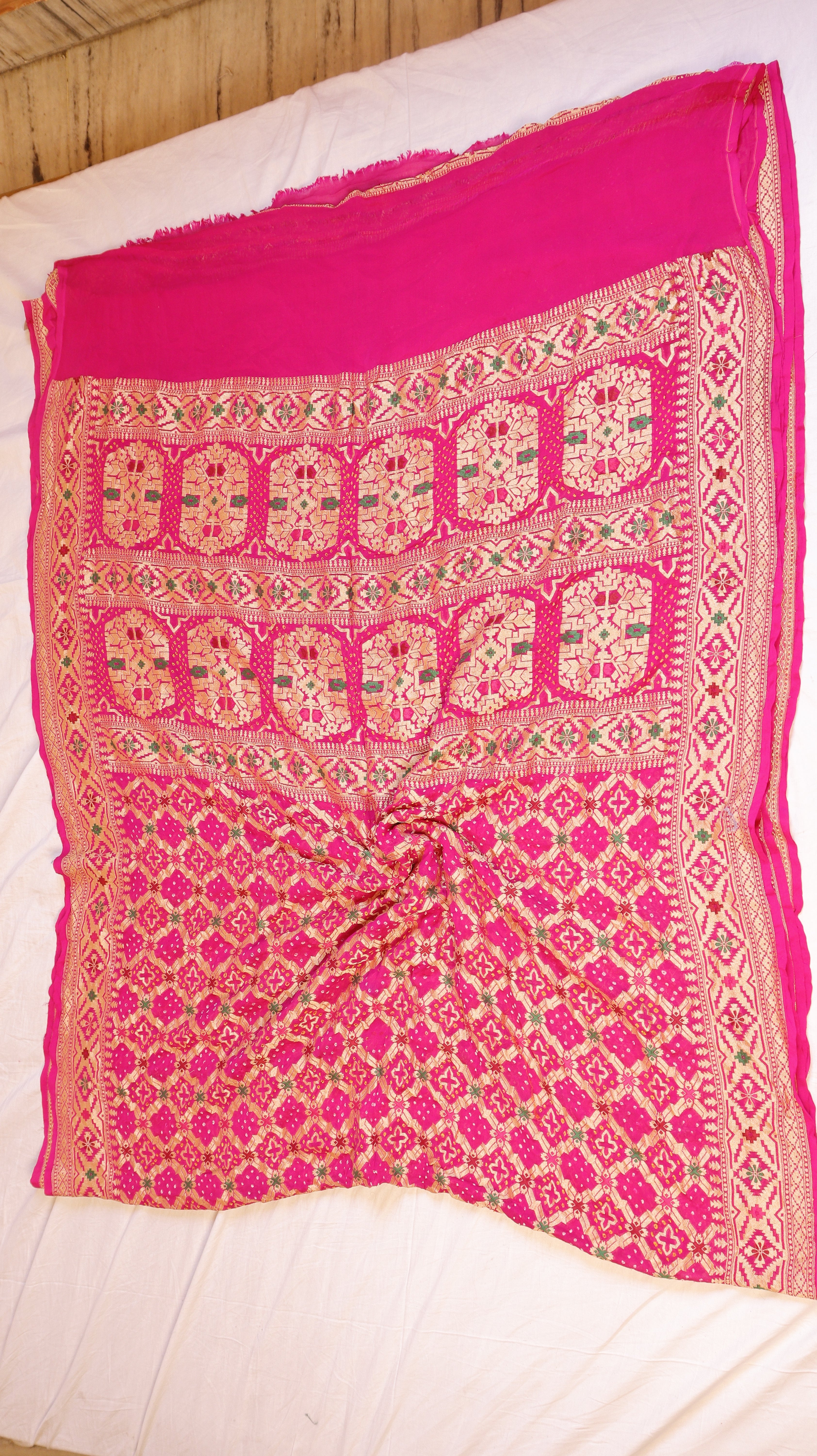 Handwoven Bandhej Khaddi Georgette Saree