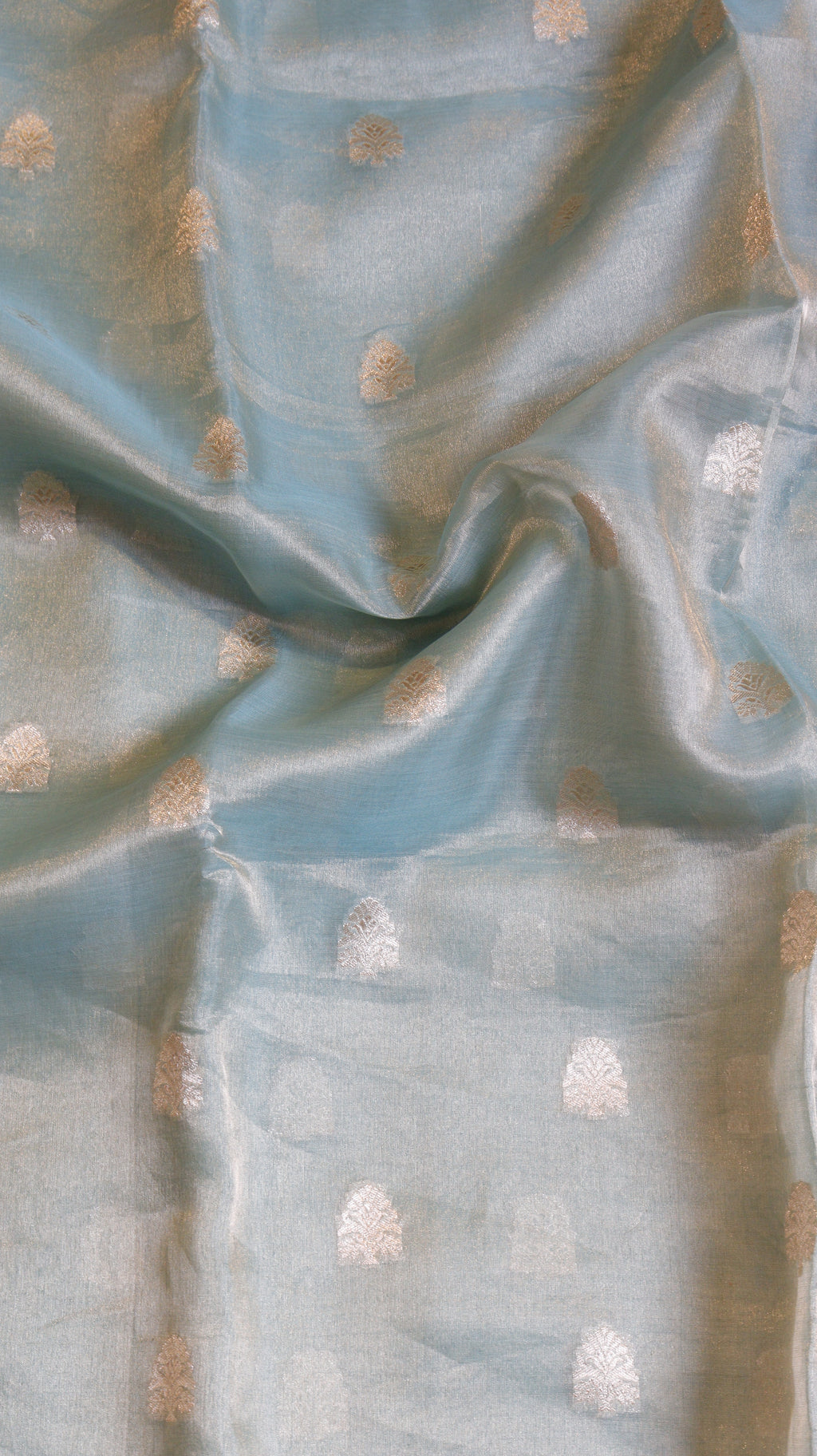 Aqua Blue Pure Tissue Silk Handloom Saree