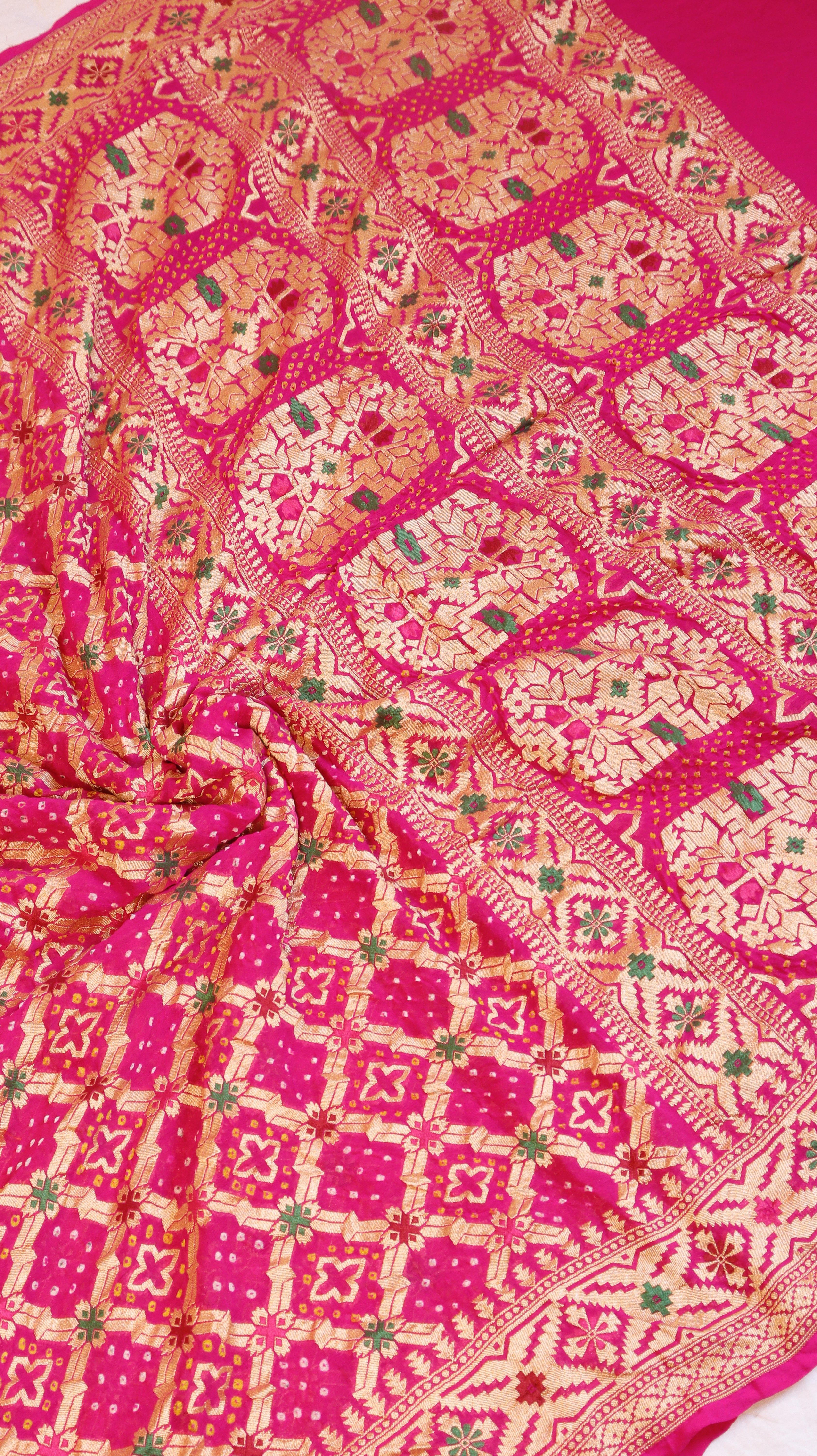 Handwoven Bandhej Khaddi Georgette Saree