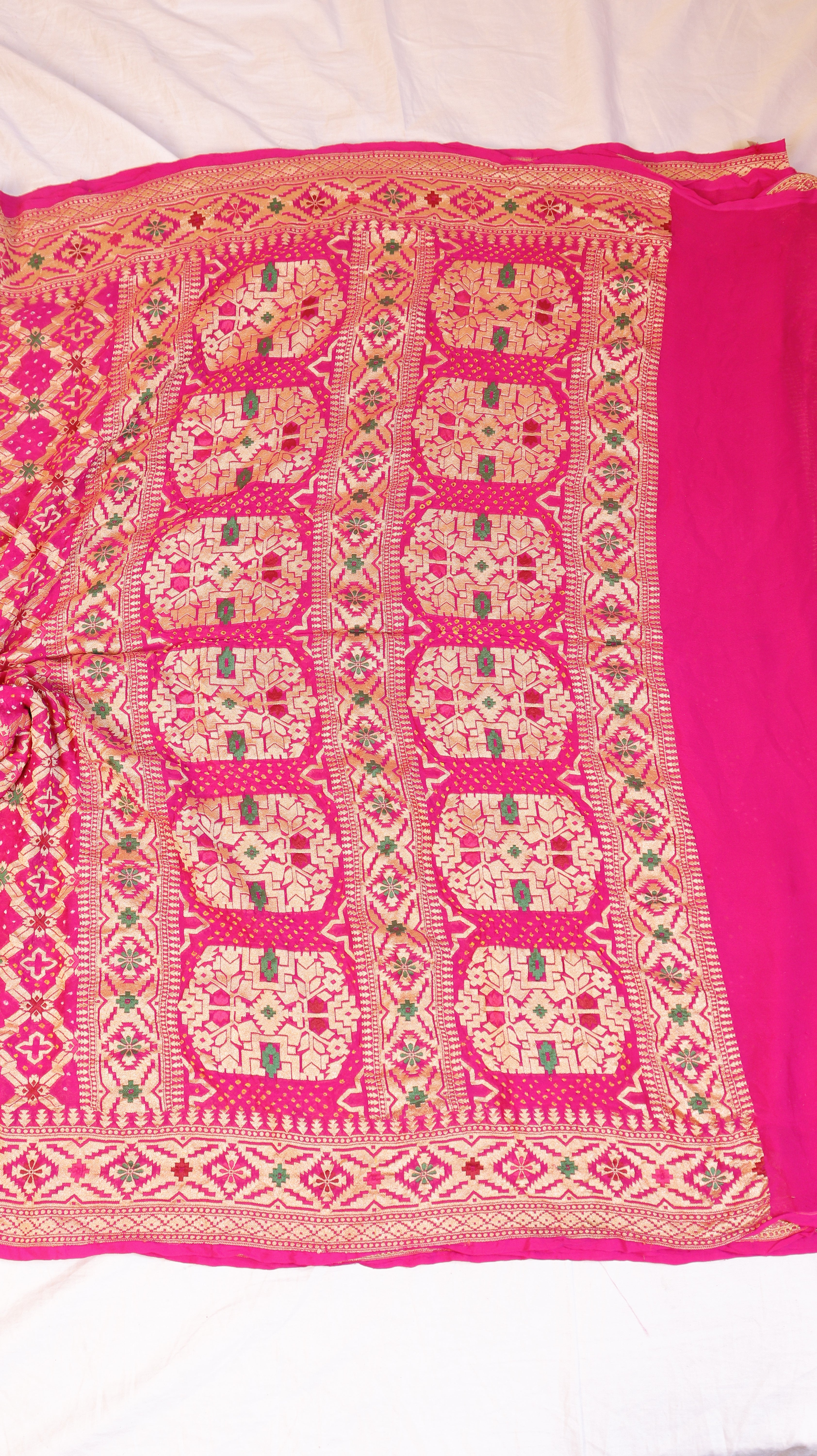 Handwoven Bandhej Khaddi Georgette Saree